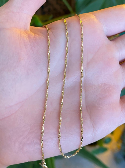 Vintage Solid 14k Yellow Gold Twist Chain Necklace - 15.5 inches