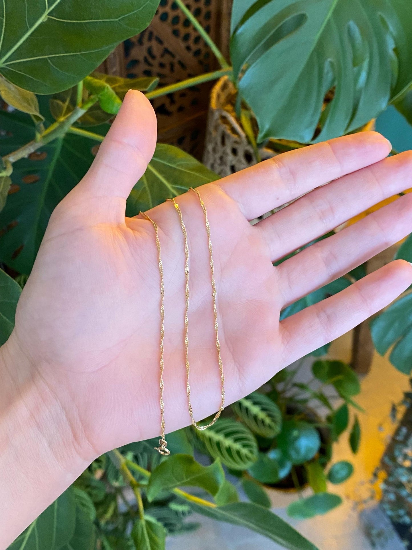 Vintage Solid 14k Yellow Gold Twist Chain Necklace - 15.5 inches