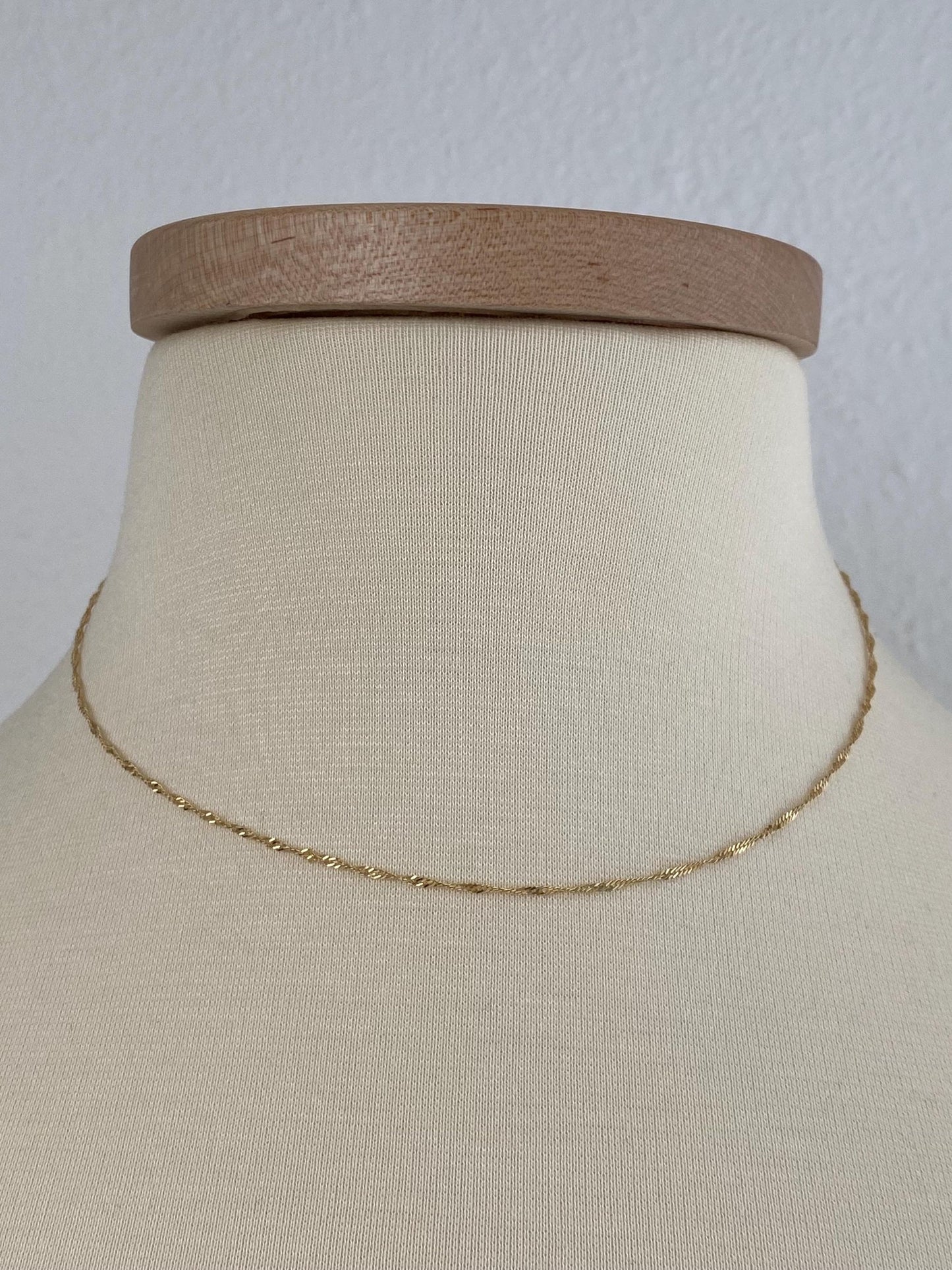 Vintage Solid 14k Yellow Gold Twist Chain Necklace - 15.5 inches