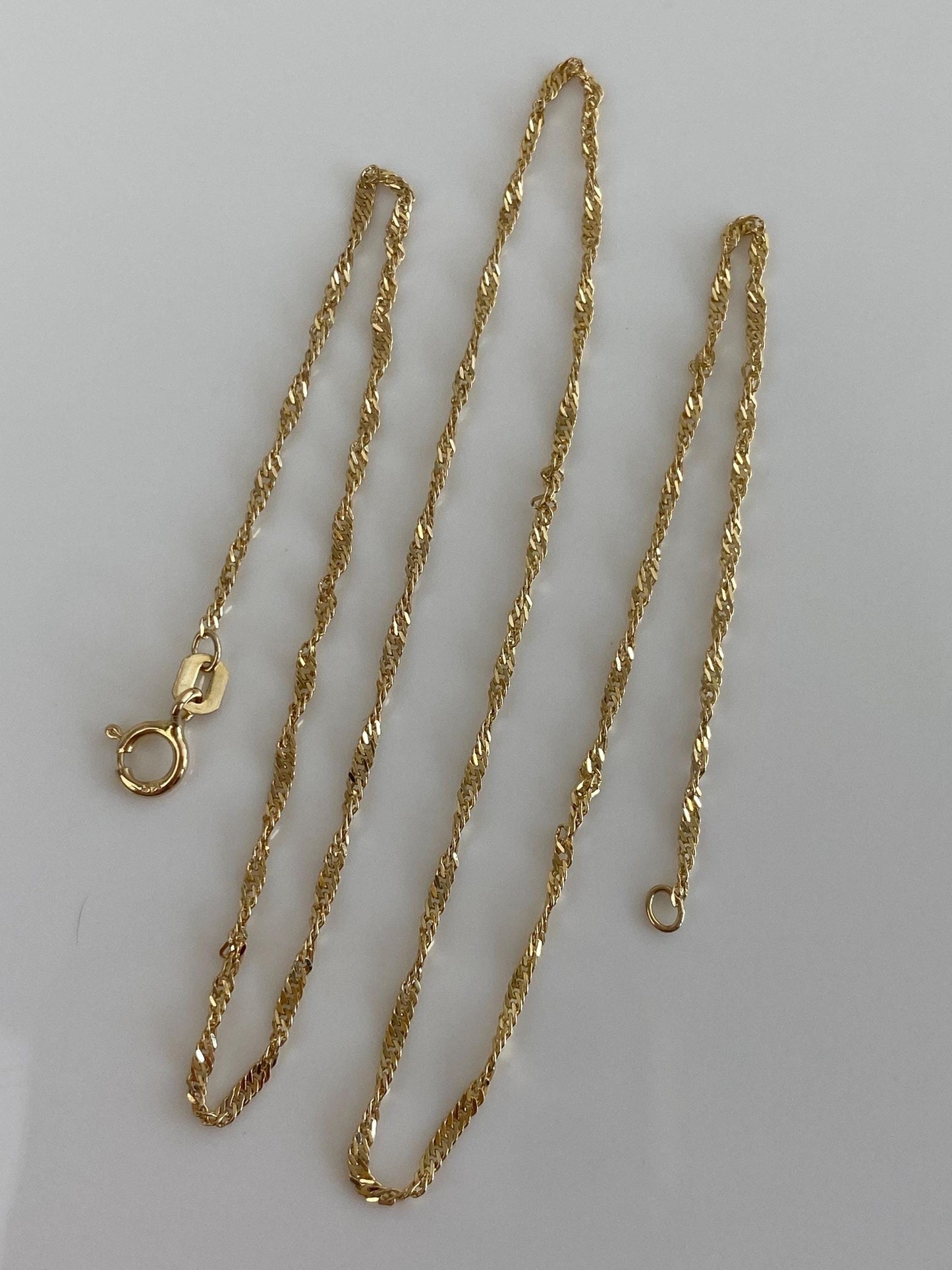 Vintage Solid 14k Yellow Gold Twist Chain Necklace - 15.5 inches