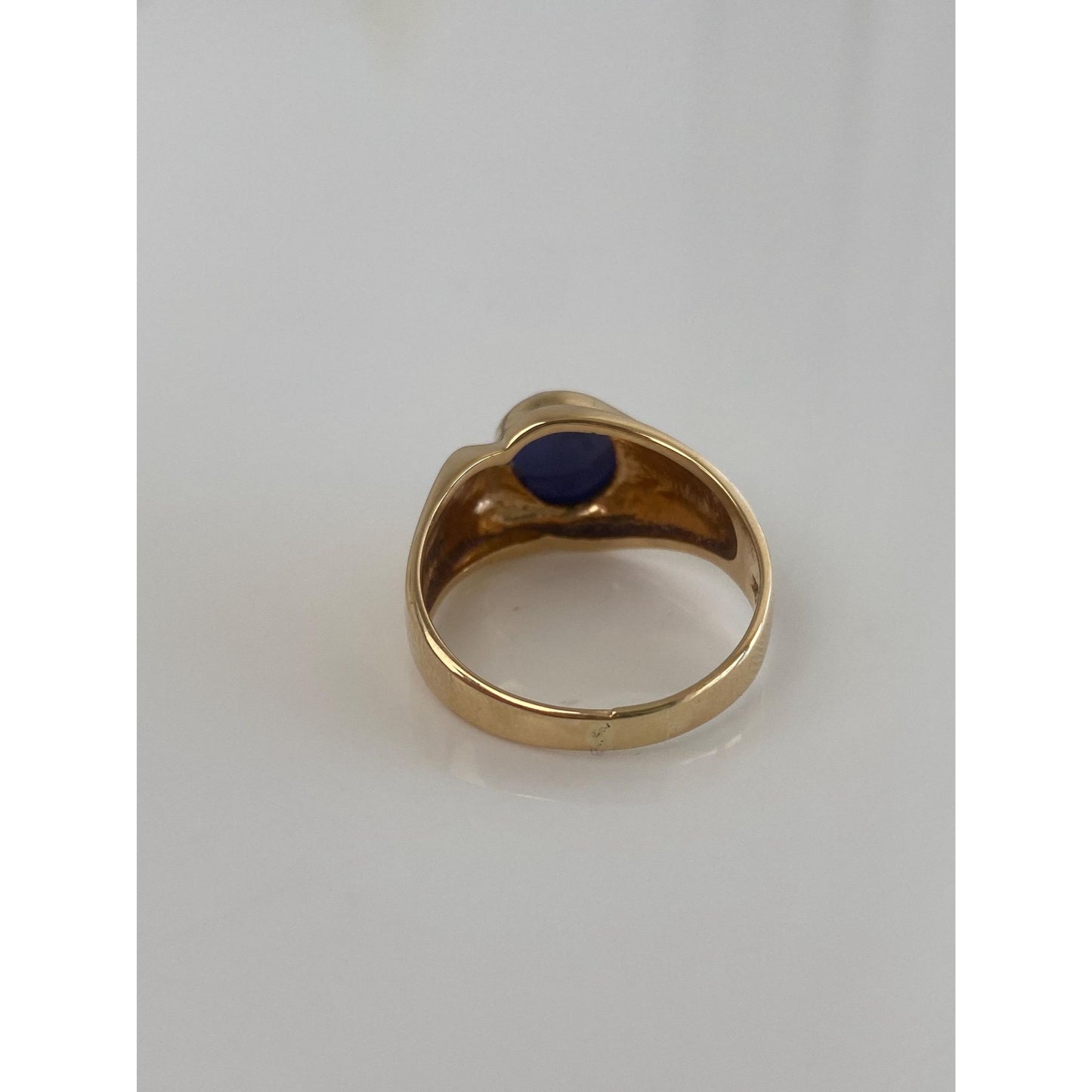 Vintage Solid 14k Yellow Gold Blue Star Sapphire Ring - Size 8.75