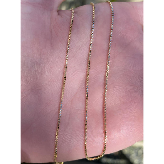 Vintage Solid 14k Yellow Gold Box Chain Necklace - 15.25 inches