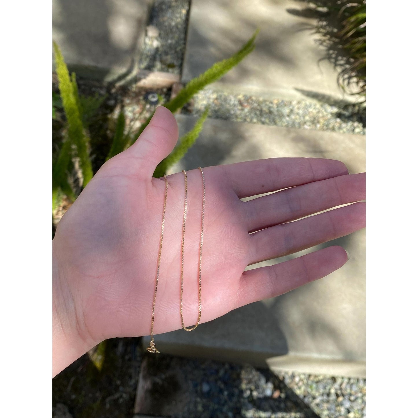 Vintage Solid 14k Yellow Gold Box Chain Necklace - 15.25 inches