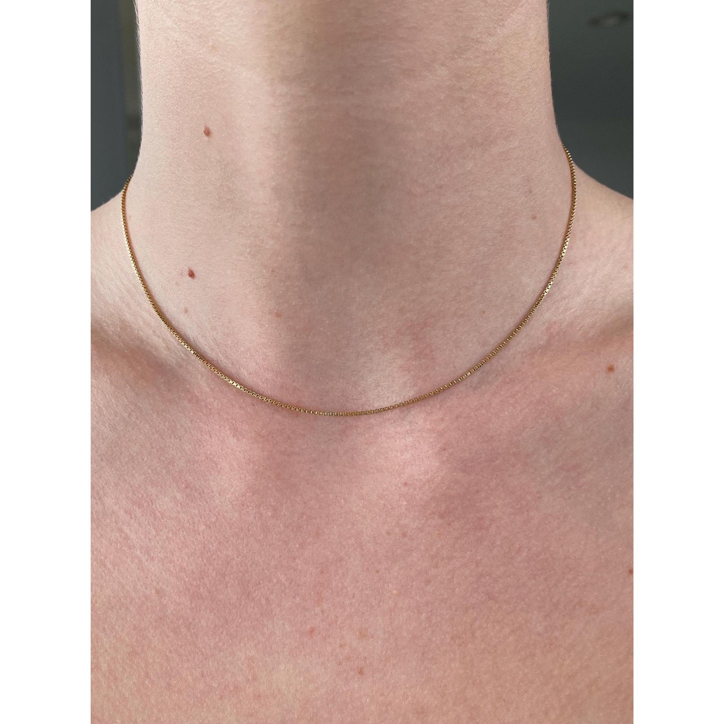 Vintage Solid 14k Yellow Gold Box Chain Necklace - 15.25 inches