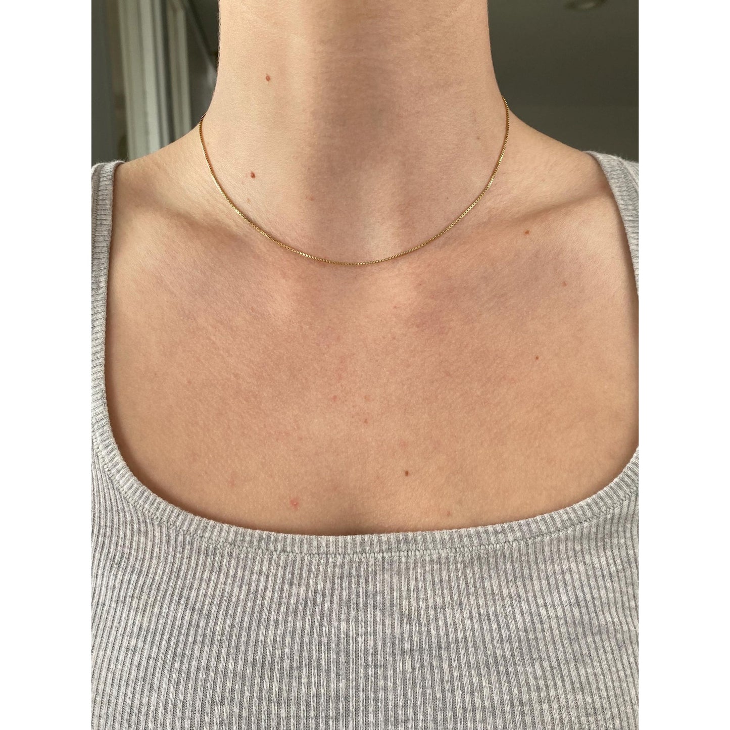 Vintage Solid 14k Yellow Gold Box Chain Necklace - 15.25 inches