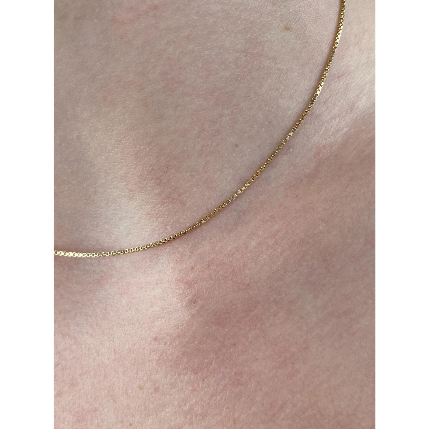 Vintage Solid 14k Yellow Gold Box Chain Necklace - 15.25 inches