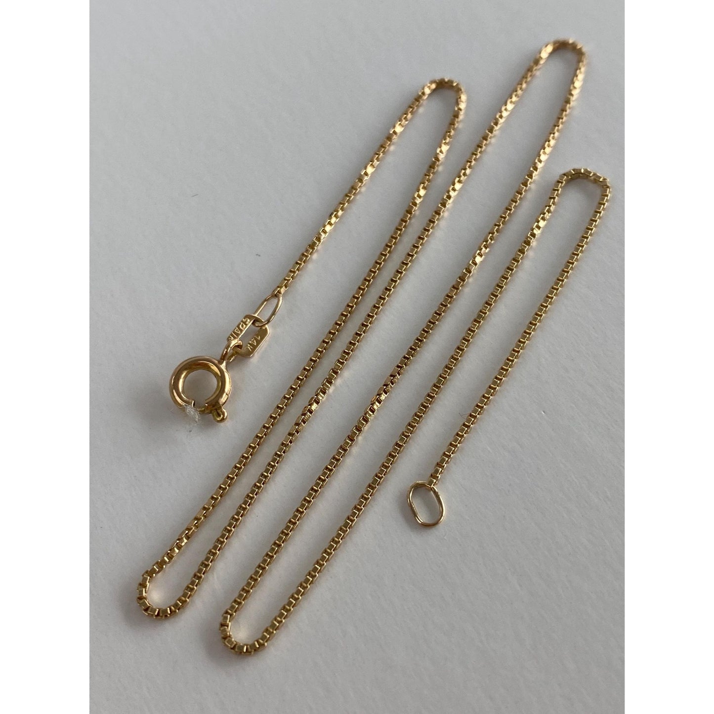 Vintage Solid 14k Yellow Gold Box Chain Necklace - 15.25 inches