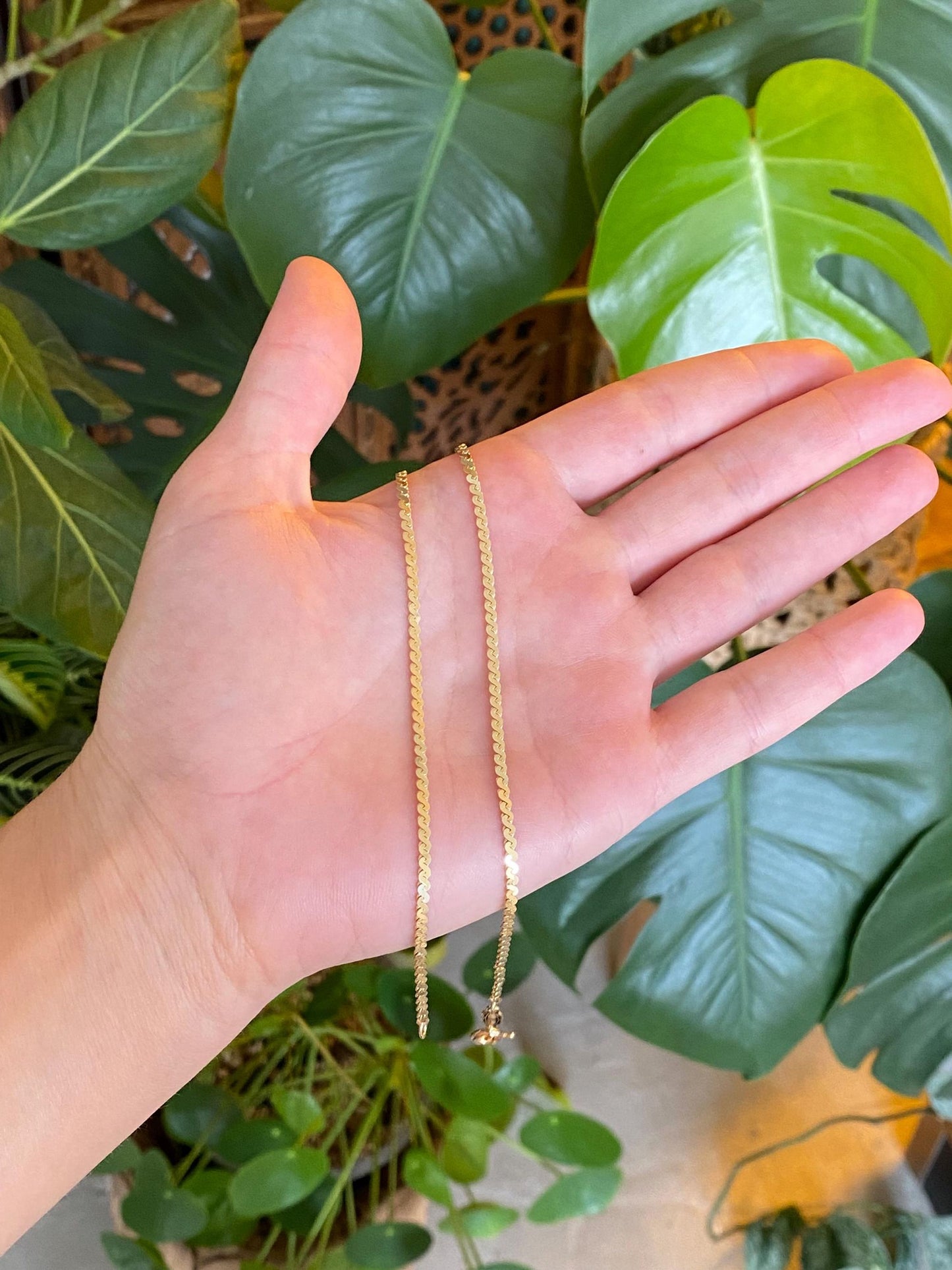 Unoaerre Solid 14k Yellow Gold Chunky Serpentine Chain Necklace - 18 inches