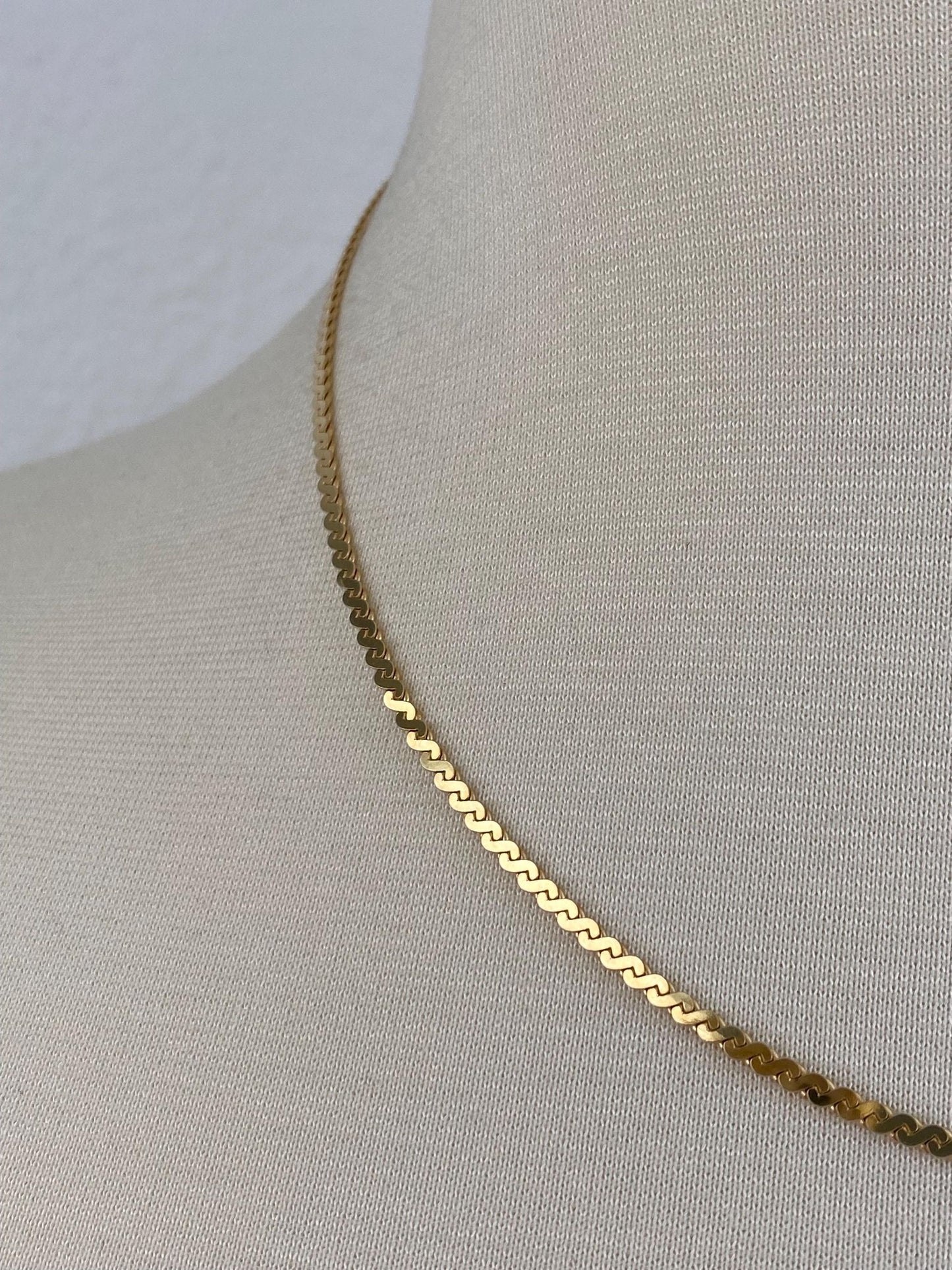Unoaerre Solid 14k Yellow Gold Chunky Serpentine Chain Necklace - 18 inches