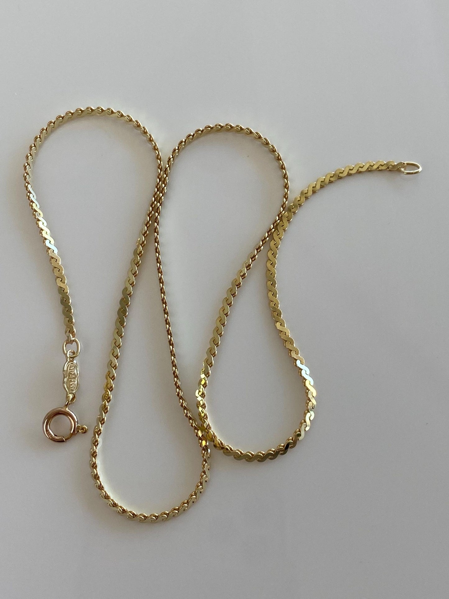 Unoaerre Solid 14k Yellow Gold Chunky Serpentine Chain Necklace - 18 inches