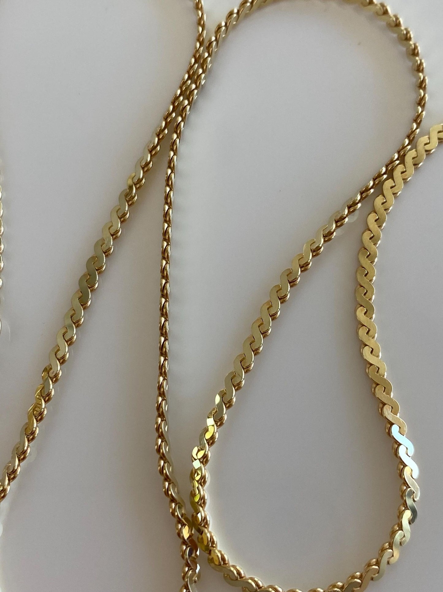 Unoaerre Solid 14k Yellow Gold Chunky Serpentine Chain Necklace - 18 inches