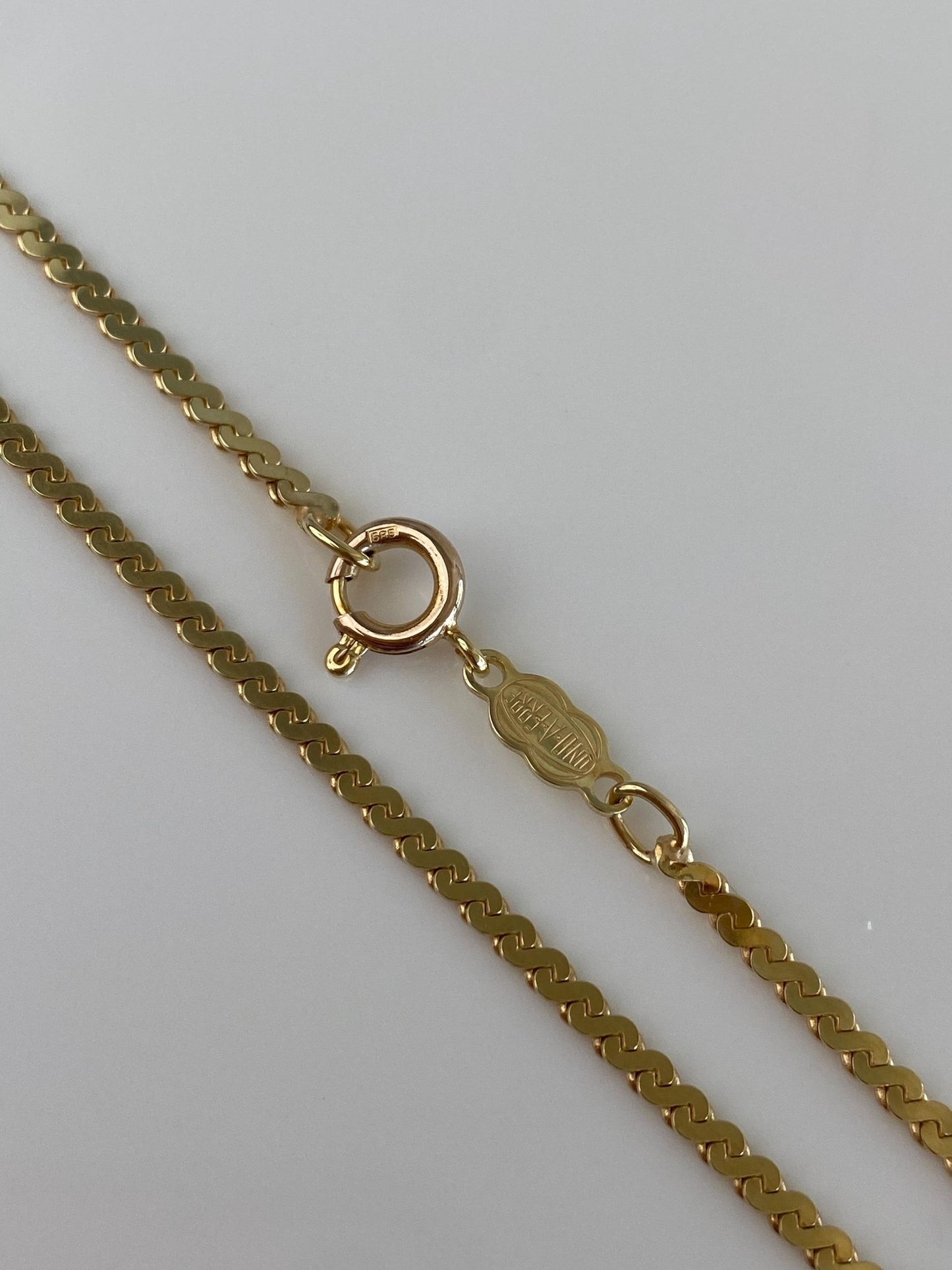 Unoaerre Solid 14k Yellow Gold Chunky Serpentine Chain Necklace - 18 inches