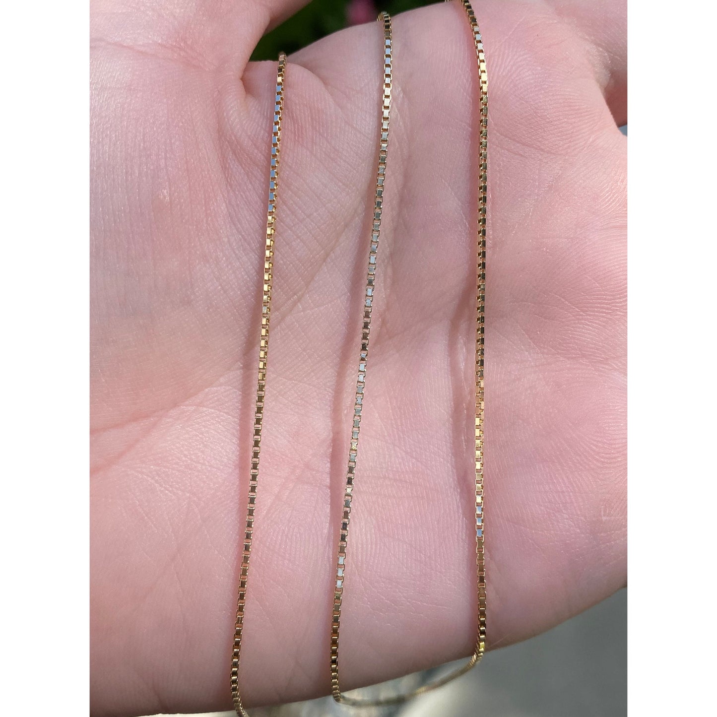 Vintage Solid 14k Yellow Gold Box Chain Necklace - 24 inches