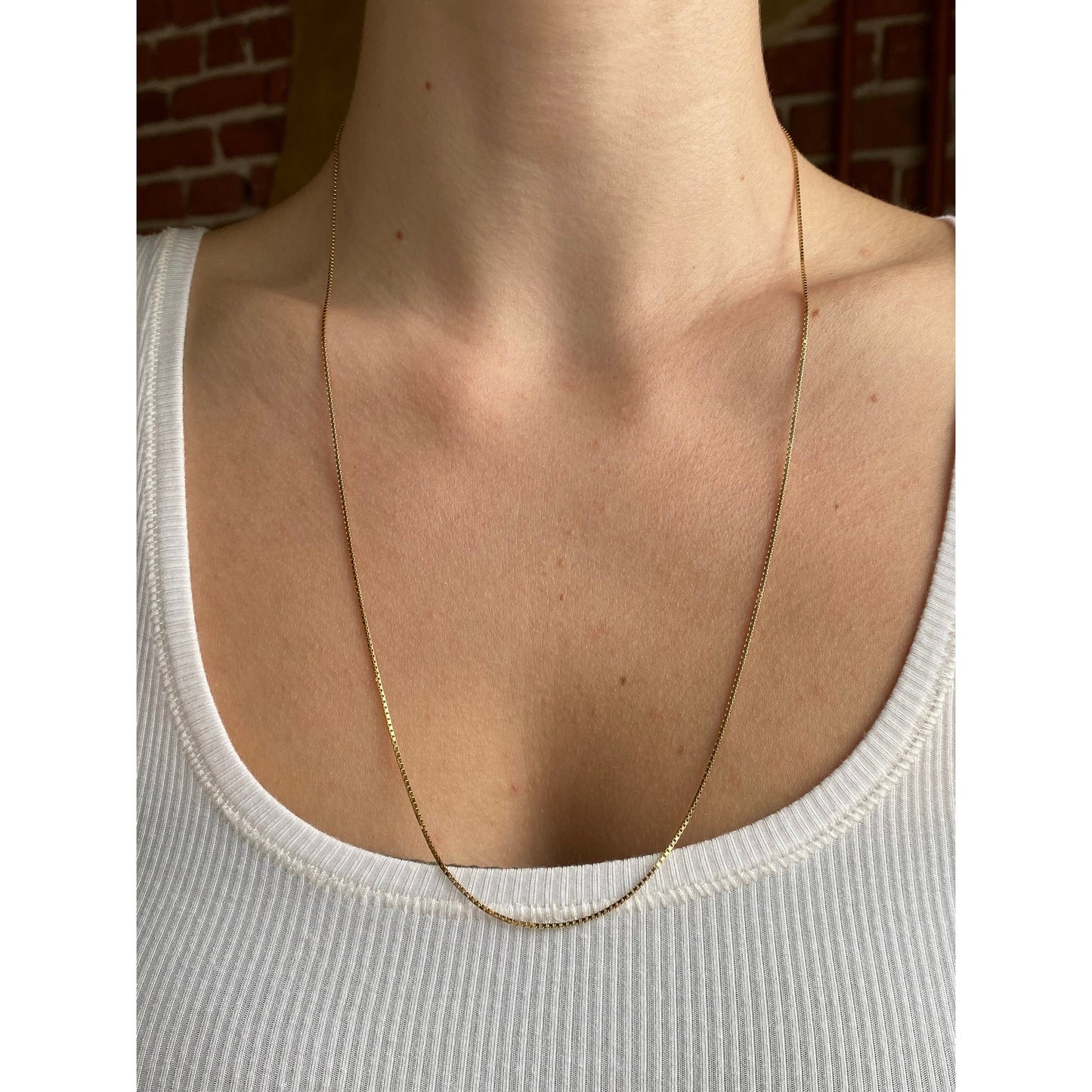 Vintage Solid 14k Yellow Gold Box Chain Necklace - 24 inches