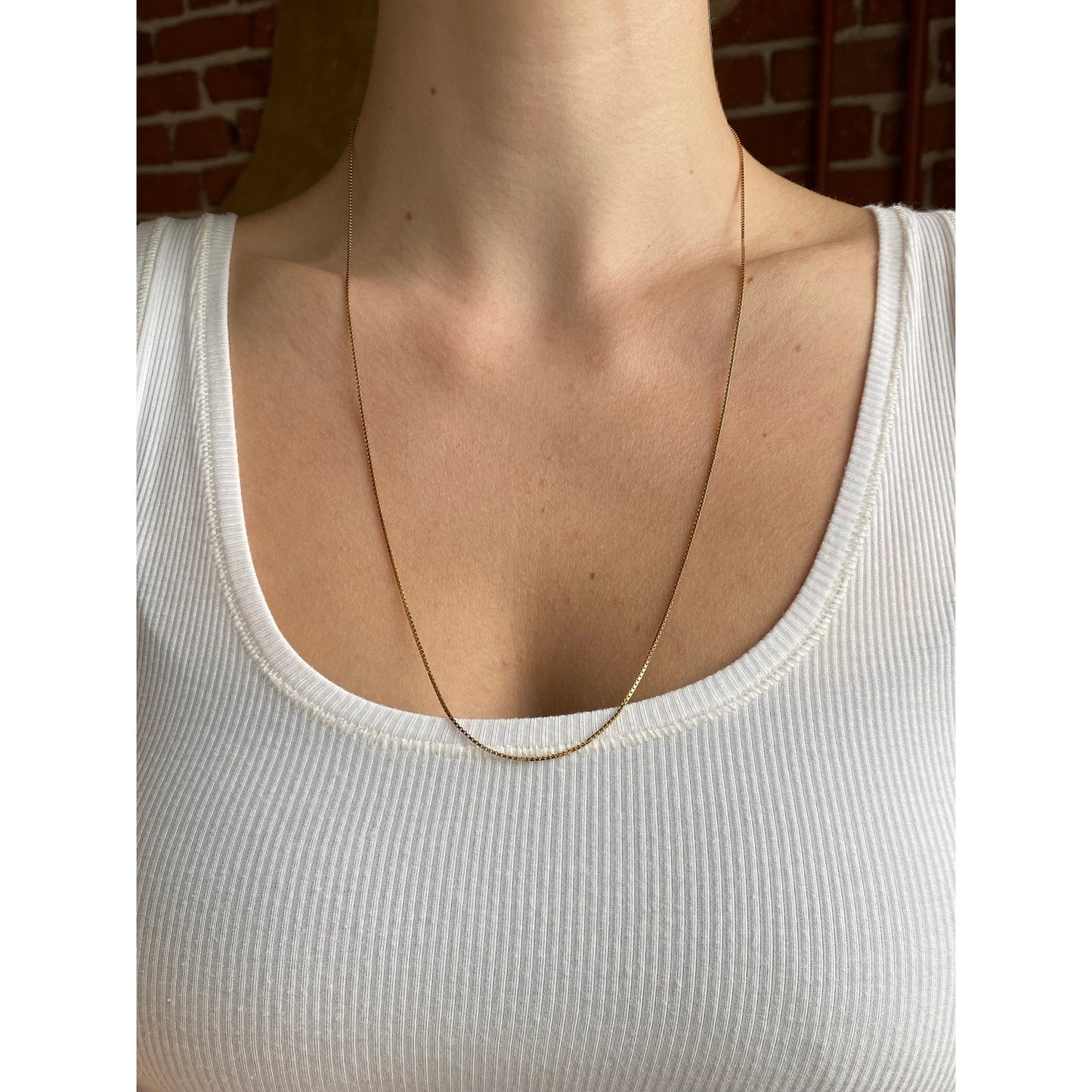 Vintage Solid 14k Yellow Gold Box Chain Necklace - 24 inches