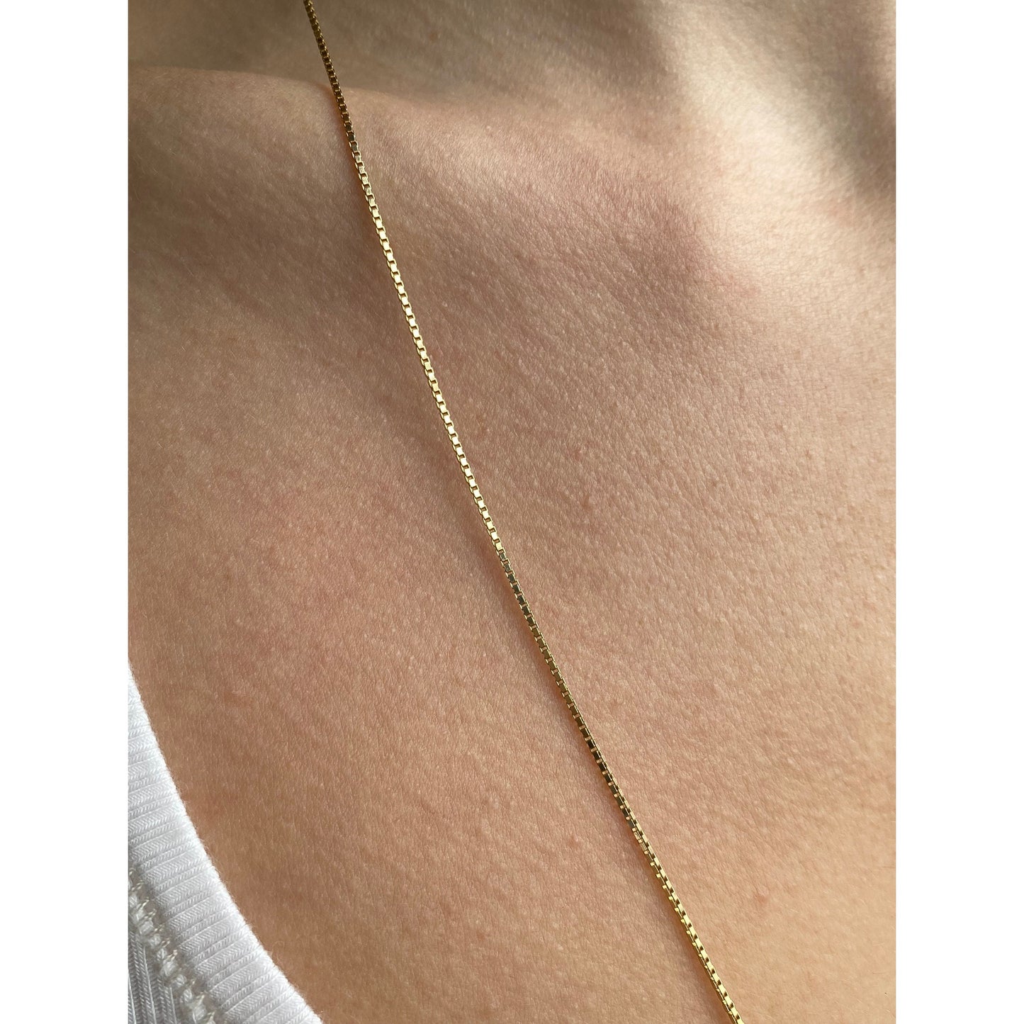 Vintage Solid 14k Yellow Gold Box Chain Necklace - 24 inches