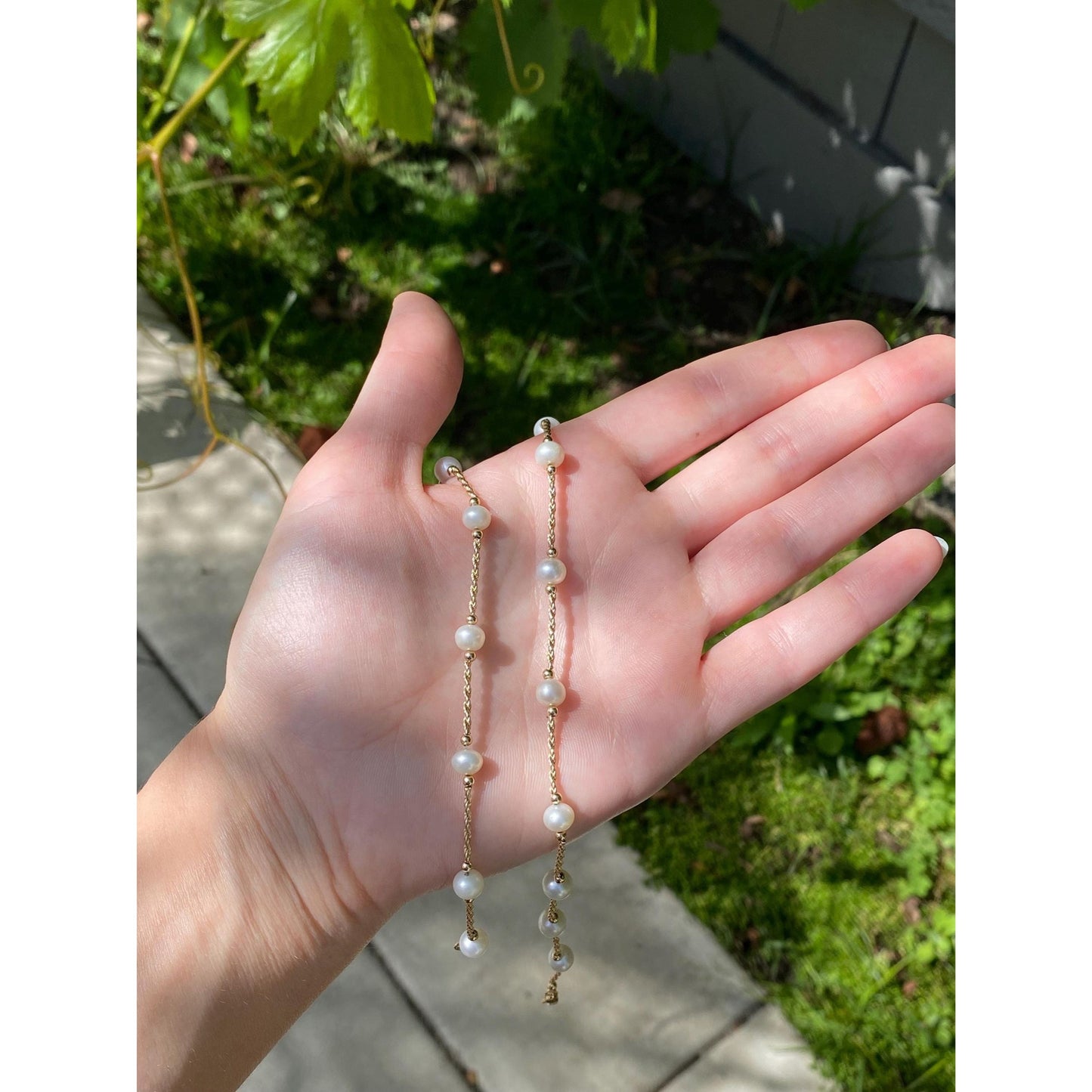 Vintage 14k Yellow Gold Pearl Twist Bead Chain Necklace - 19.5 inches