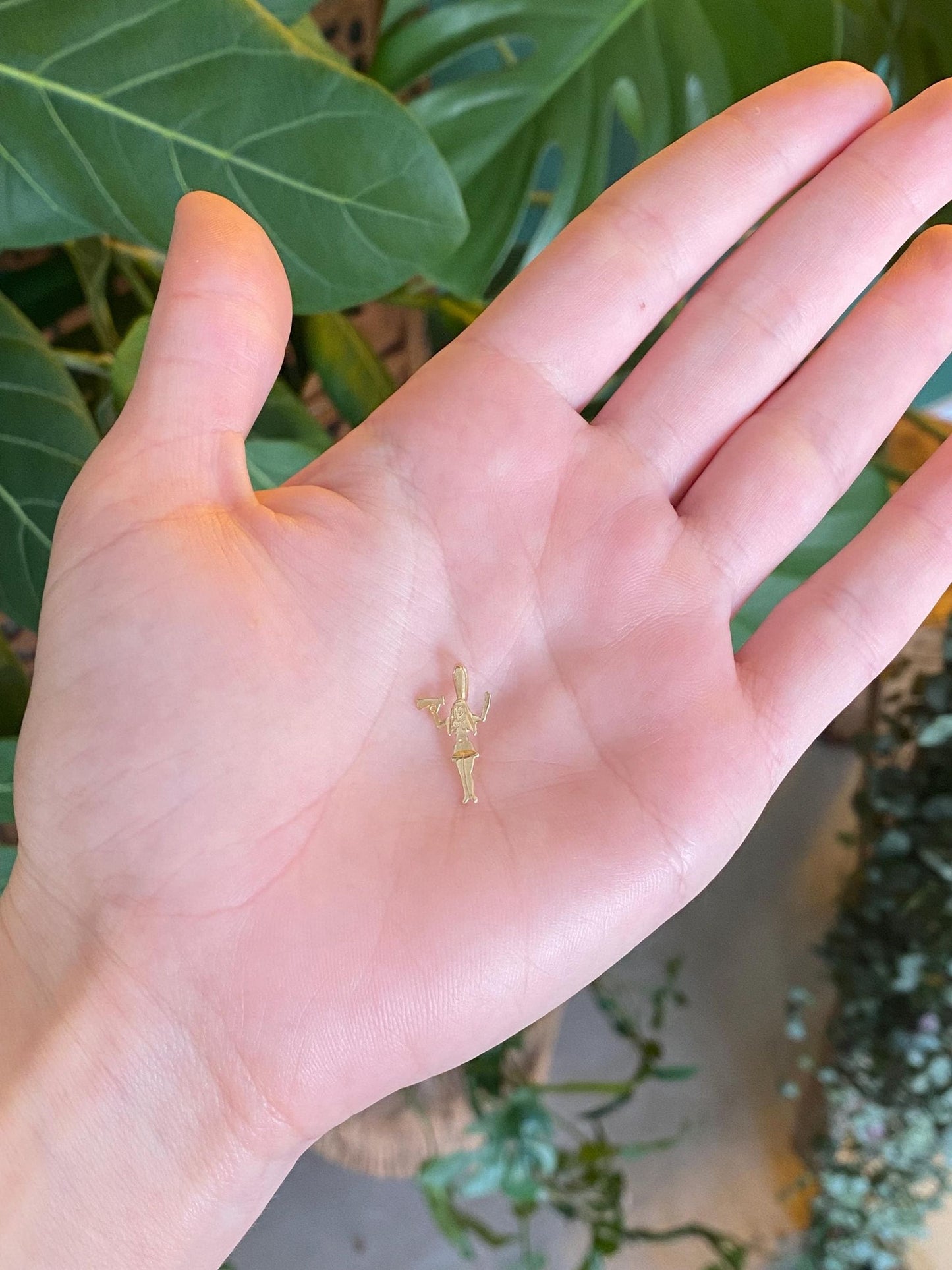 Vintage Solid 14k Yellow Gold Cheerleader Charm