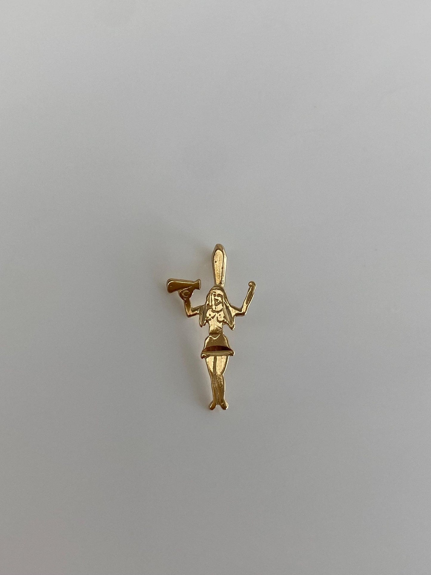 Vintage Solid 14k Yellow Gold Cheerleader Charm
