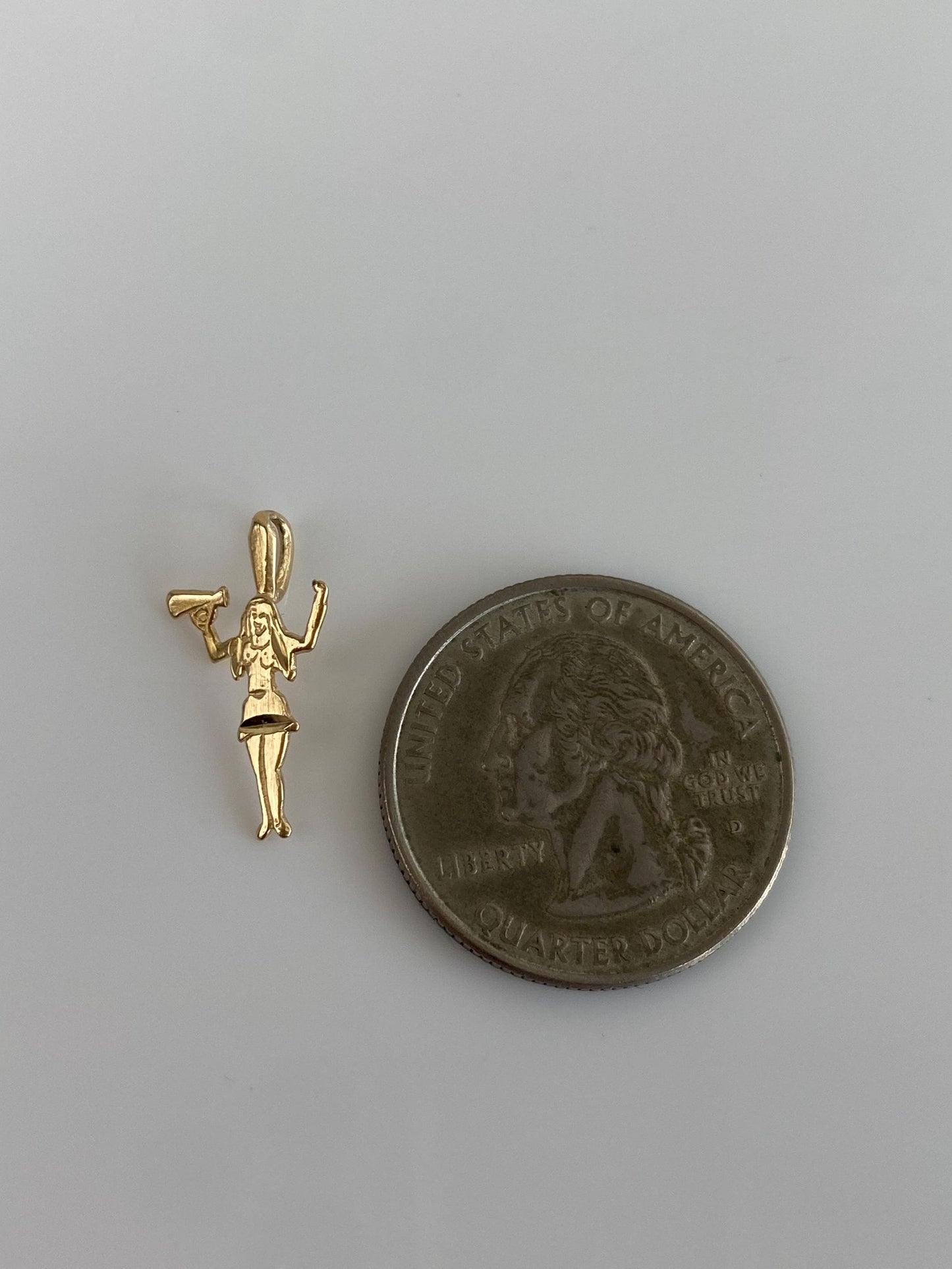 Vintage Solid 14k Yellow Gold Cheerleader Charm