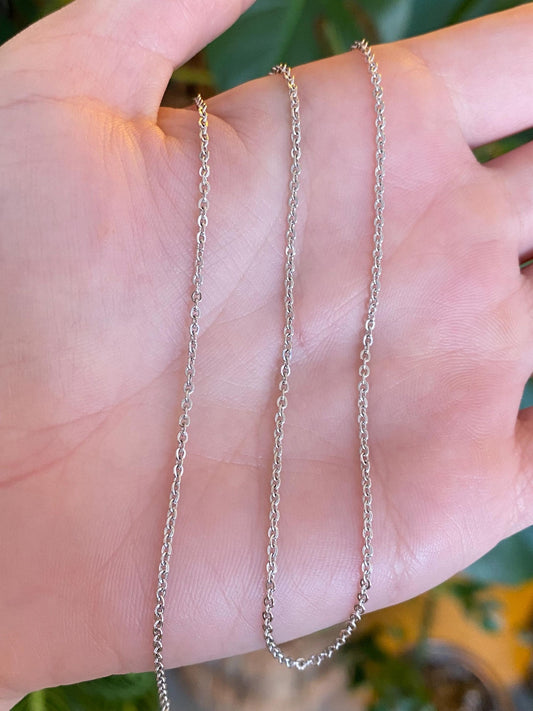 Vintage Solid 14k White Gold Cable Chain Necklace - 18.25 inches