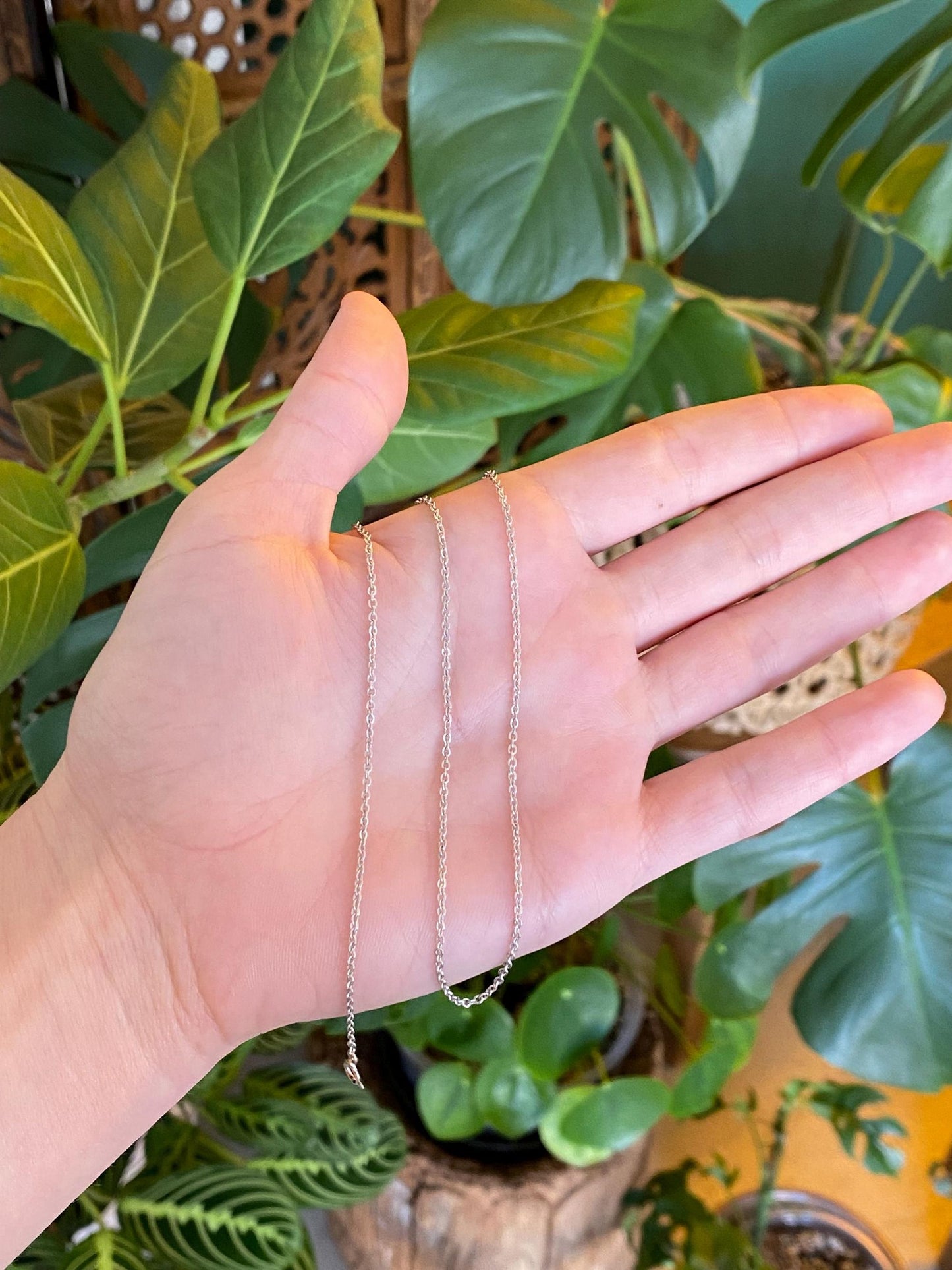 Vintage Solid 14k White Gold Cable Chain Necklace - 18.25 inches