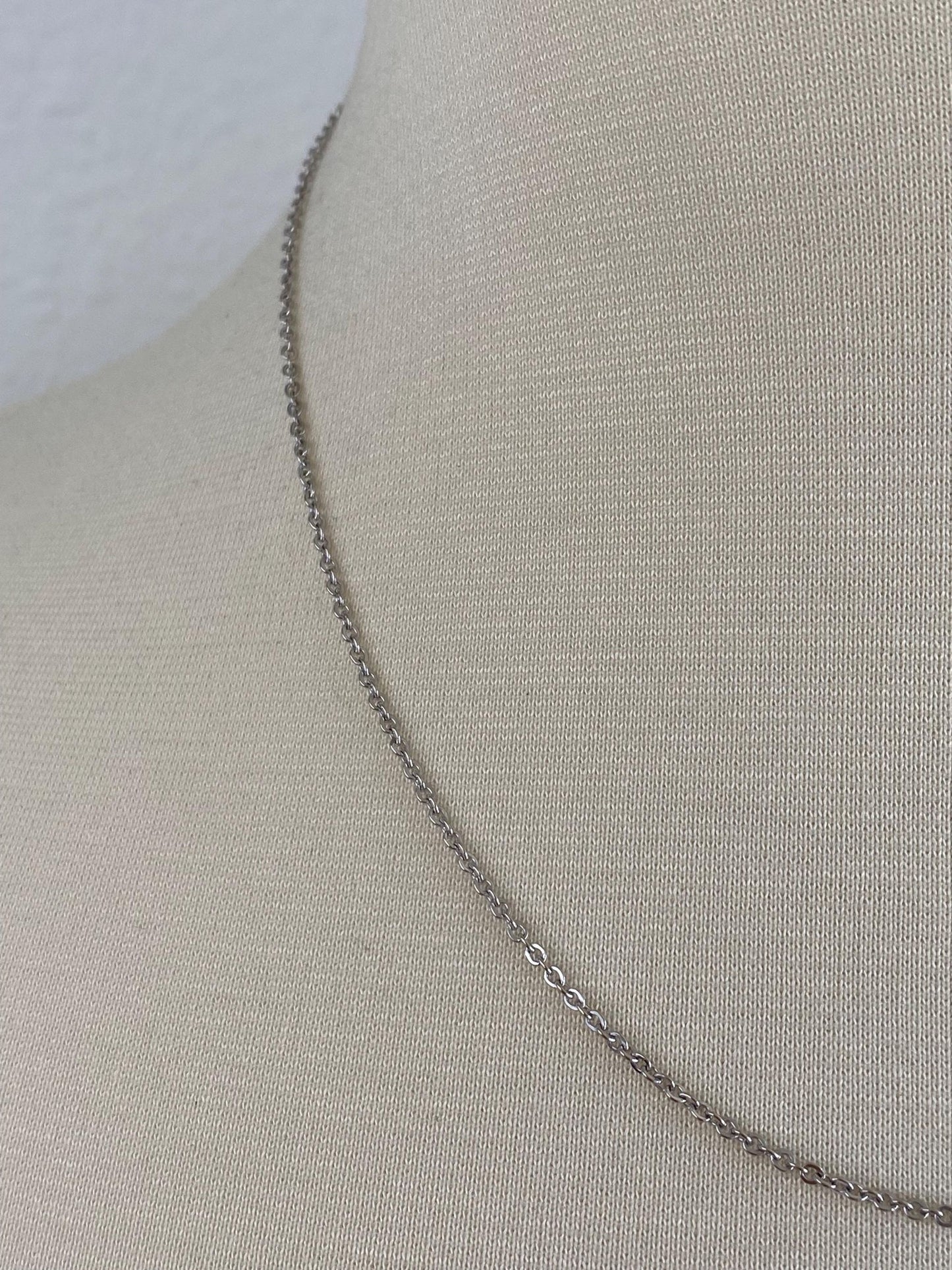 Vintage Solid 14k White Gold Cable Chain Necklace - 18.25 inches
