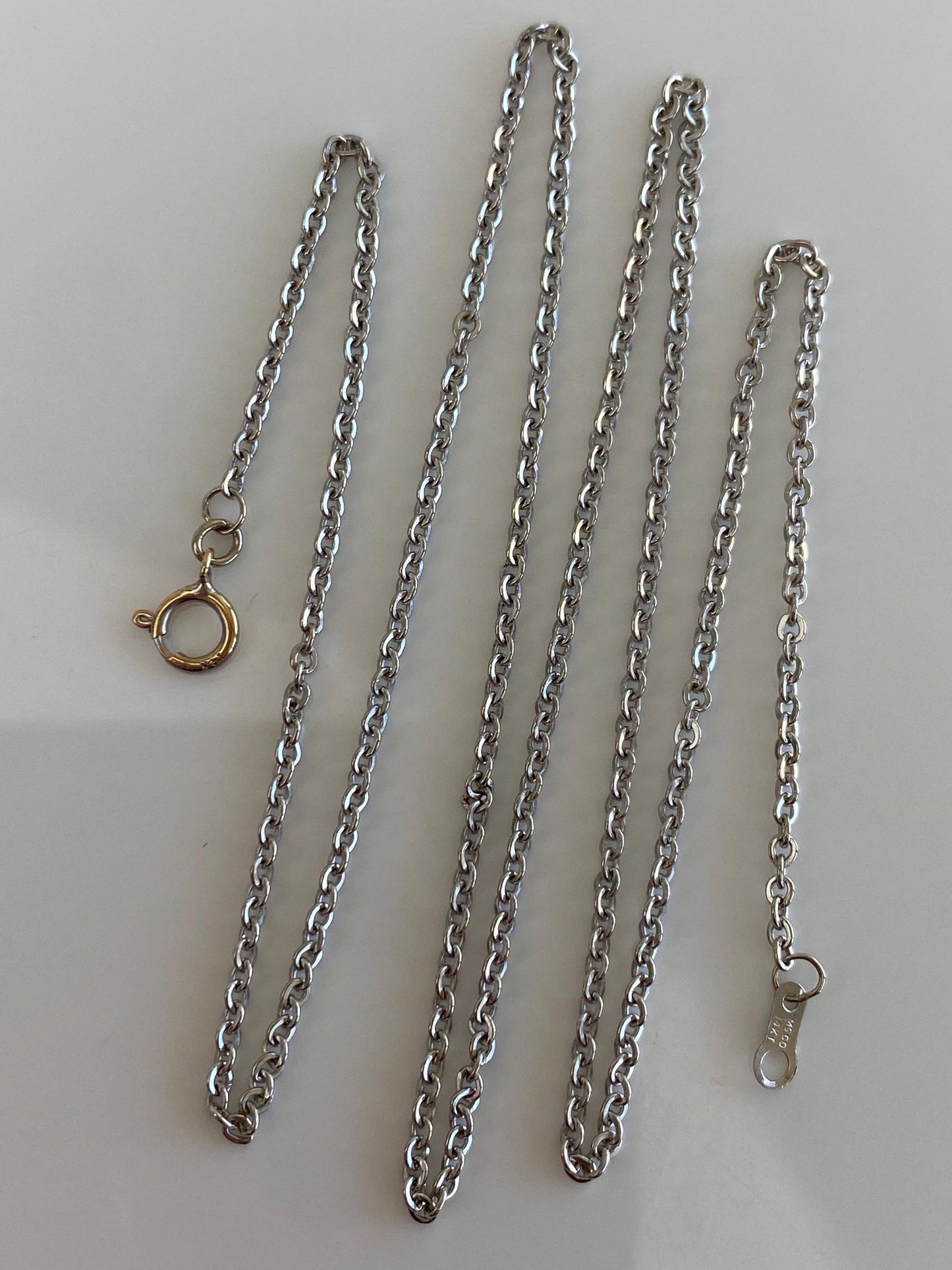 Vintage Solid 14k White Gold Cable Chain Necklace - 18.25 inches