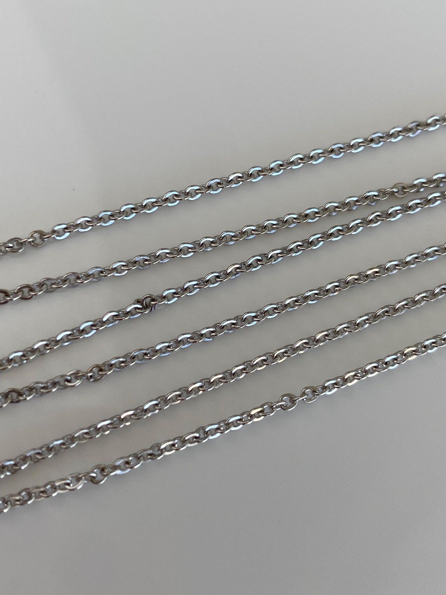 Vintage Solid 14k White Gold Cable Chain Necklace - 18.25 inches