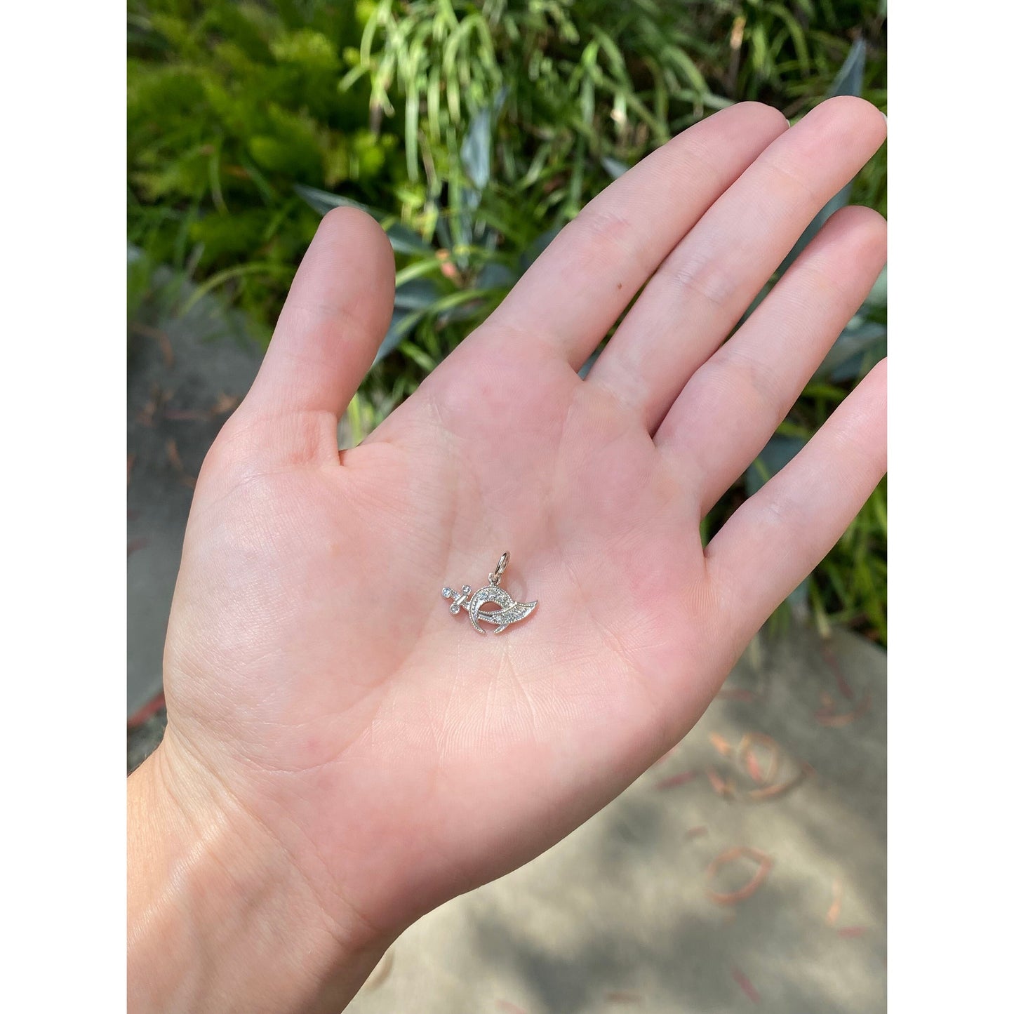 Vintage Solid 14k White Gold Diamond Free Mason Charm