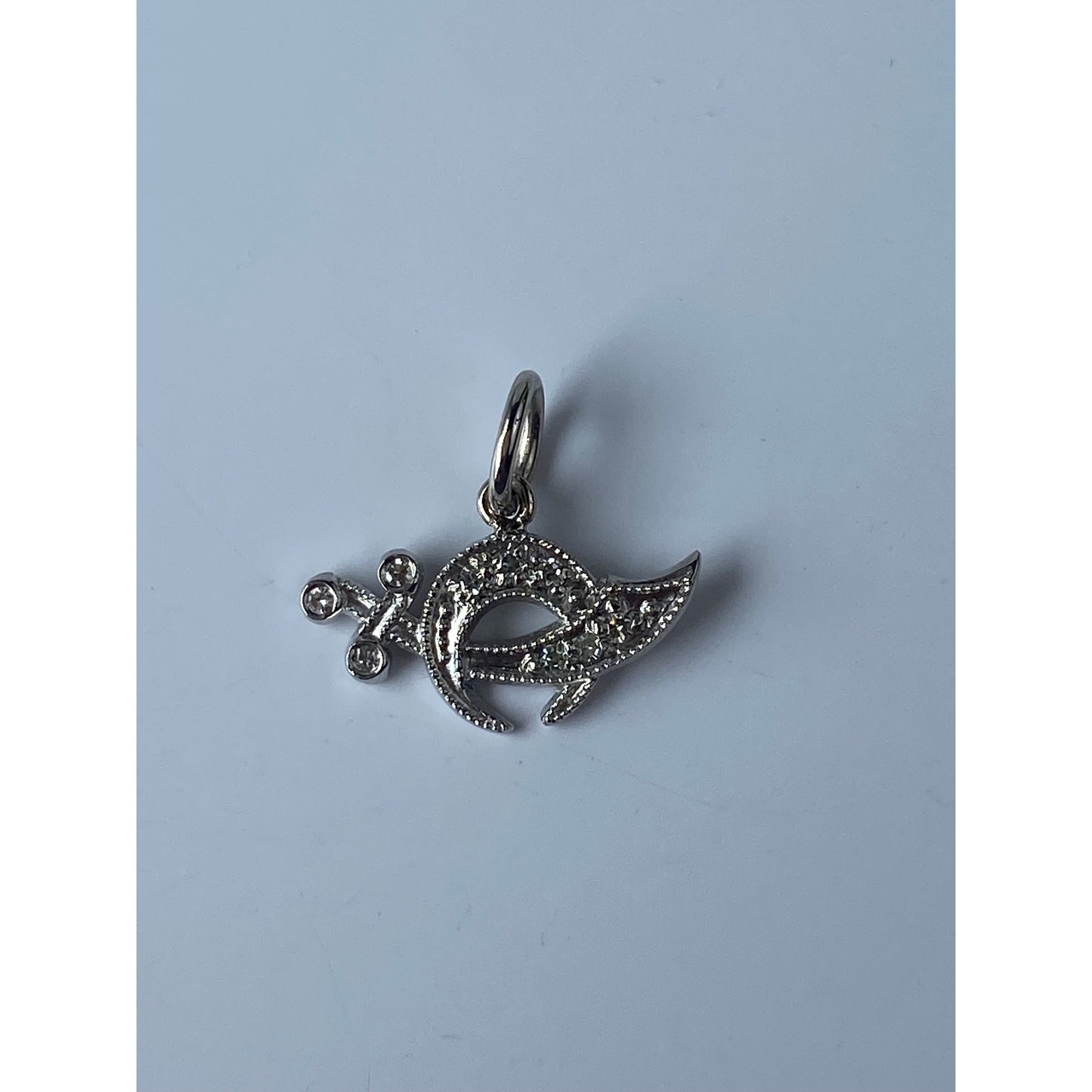 Vintage Solid 14k White Gold Diamond Free Mason Charm