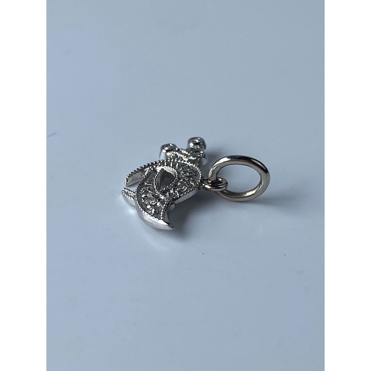 Vintage Solid 14k White Gold Diamond Free Mason Charm