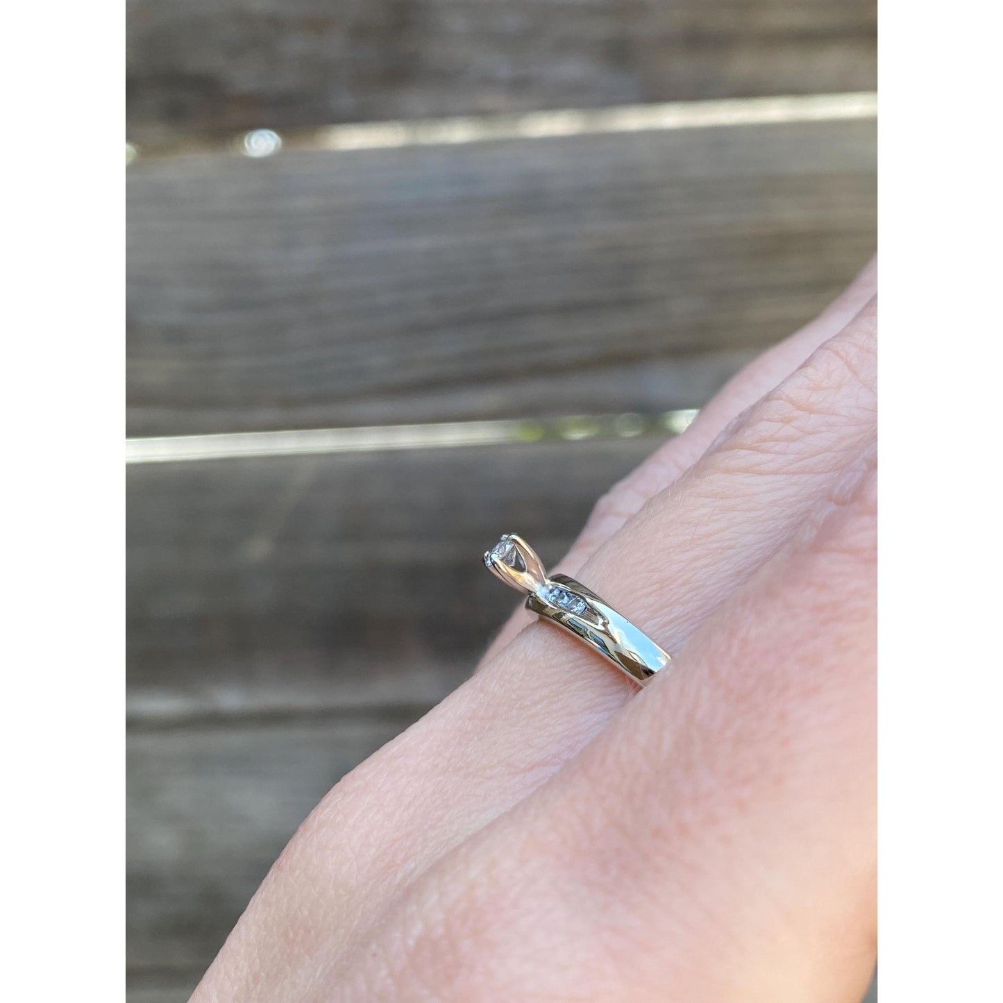 Vintage Solid 14k White Gold Diamond Ring Band - Size 6.75