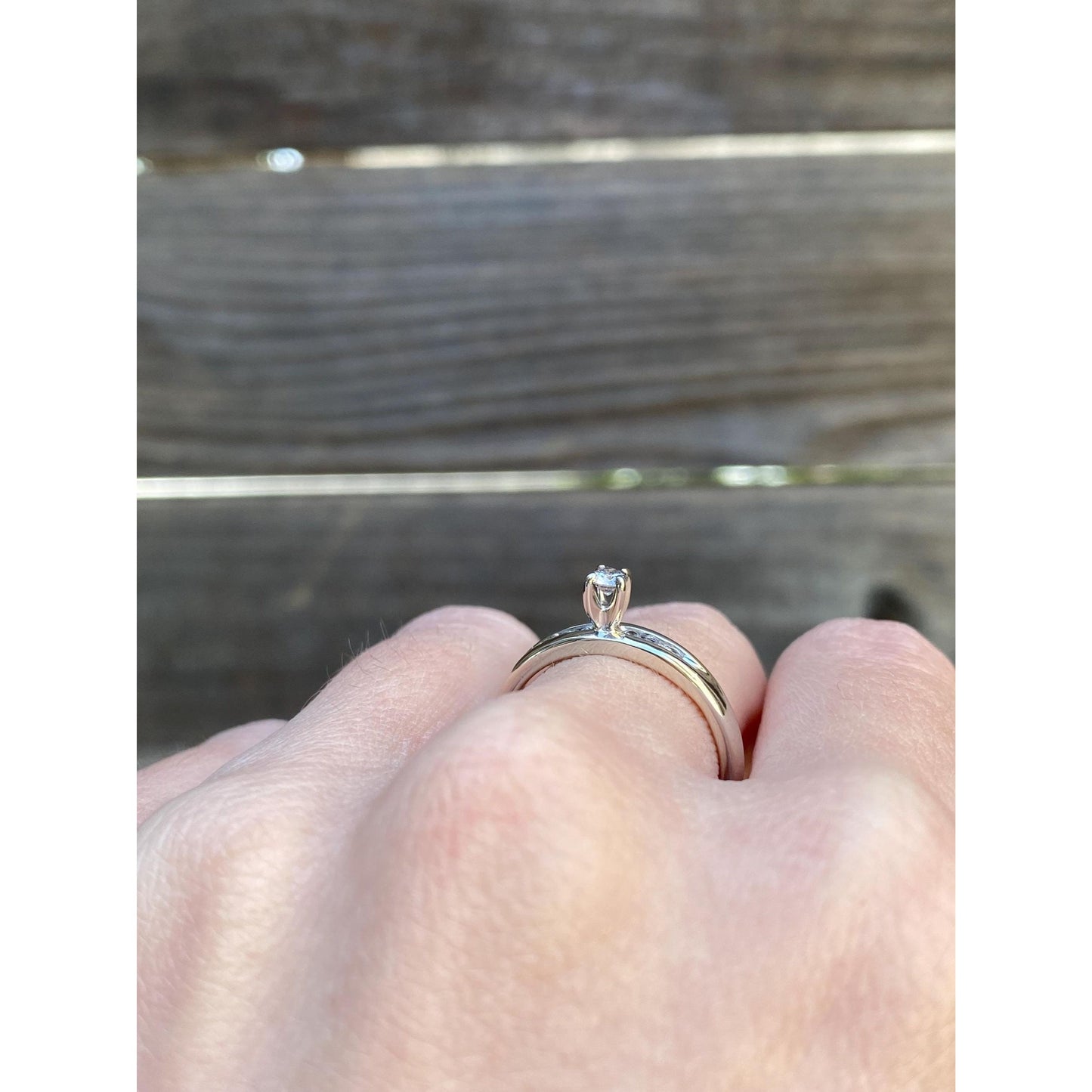 Vintage Solid 14k White Gold Diamond Ring Band - Size 6.75