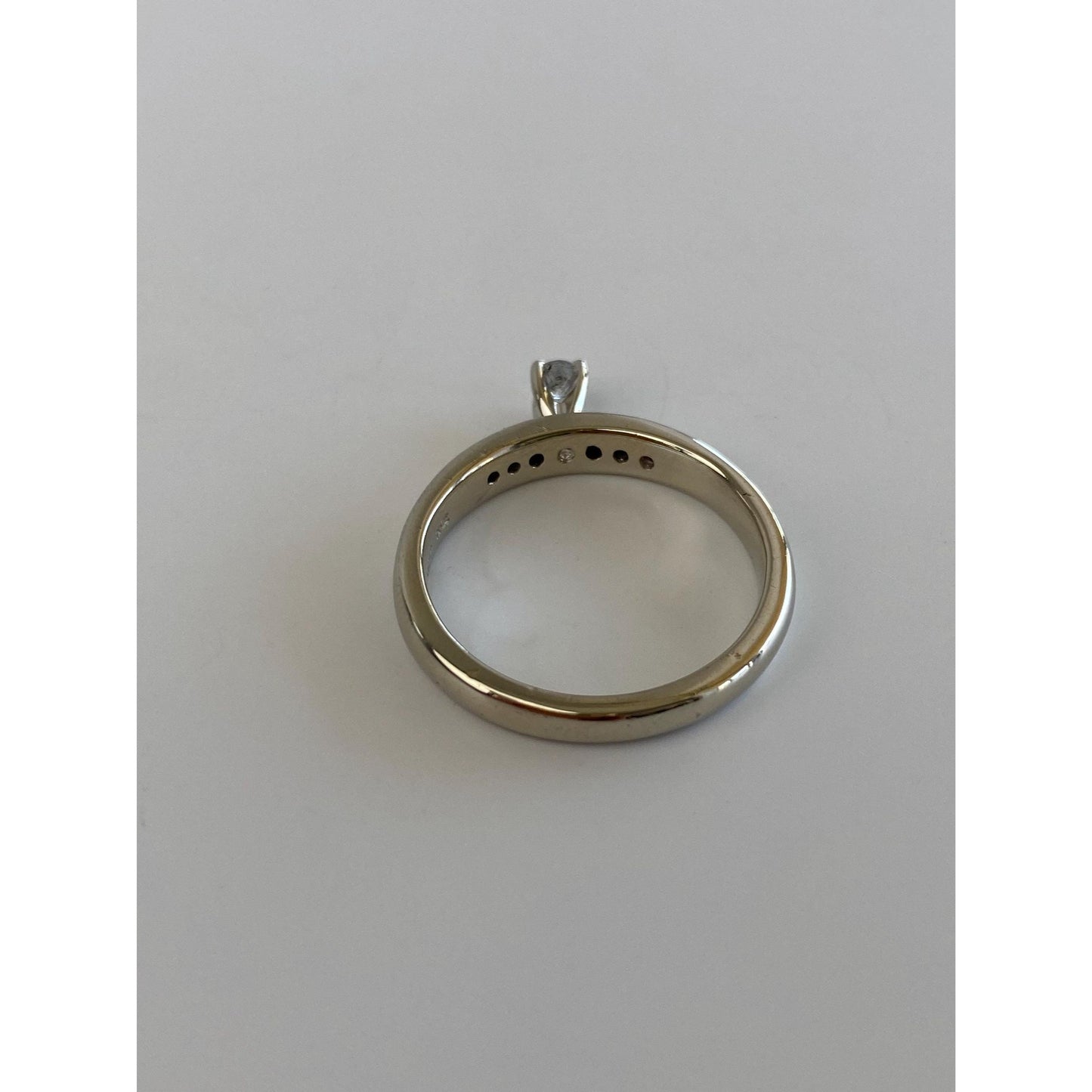 Vintage Solid 14k White Gold Diamond Ring Band - Size 6.75