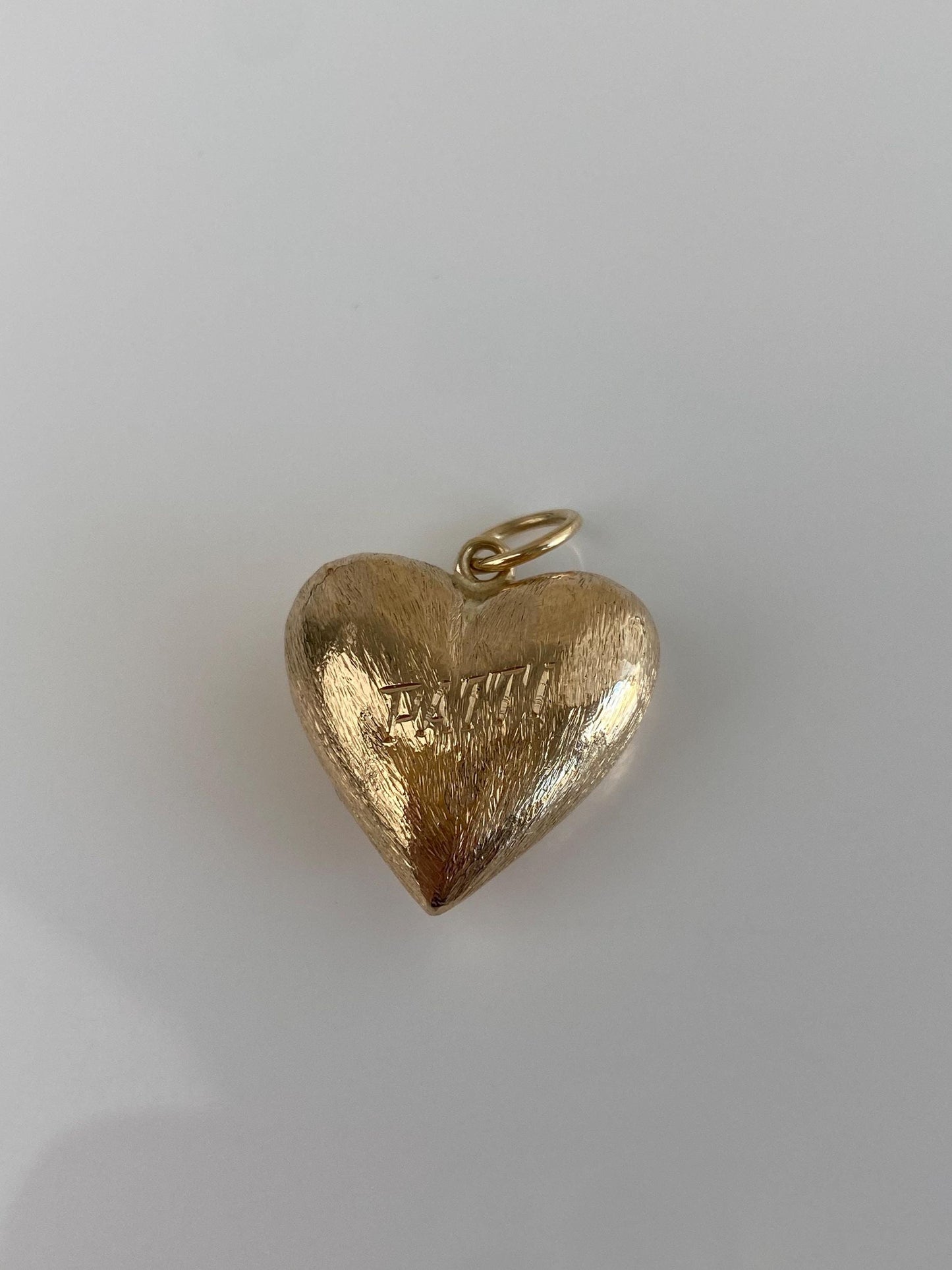 Vintage Solid 14k Yellow Gold Mom + Dad Patti Puffy Heart Charm
