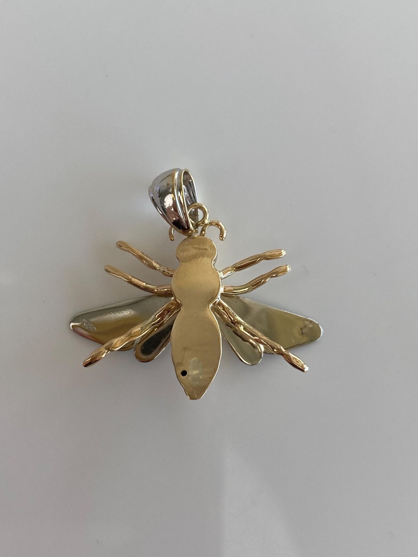 Vintage 14k White & Yellow Gold Large Bee Charm