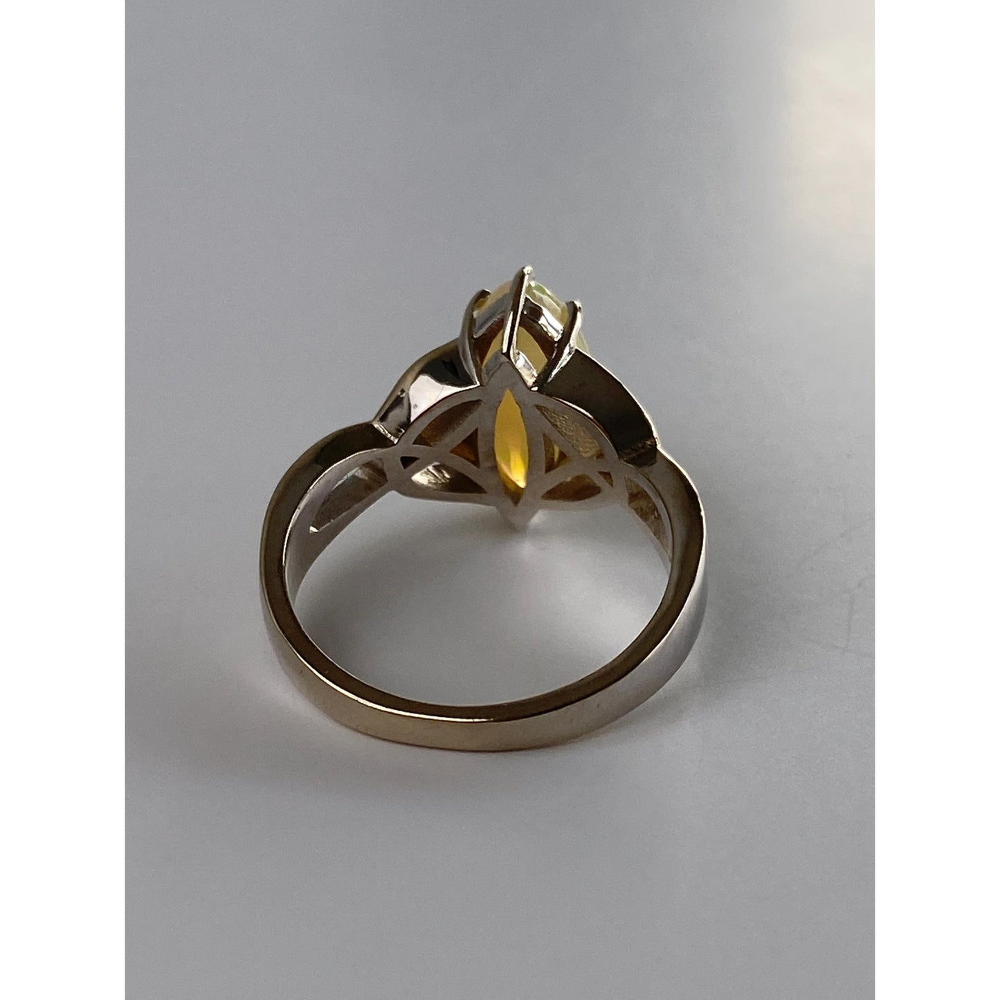 Vintage Solid 14k White Gold Opal Marquis Ring - Size 6