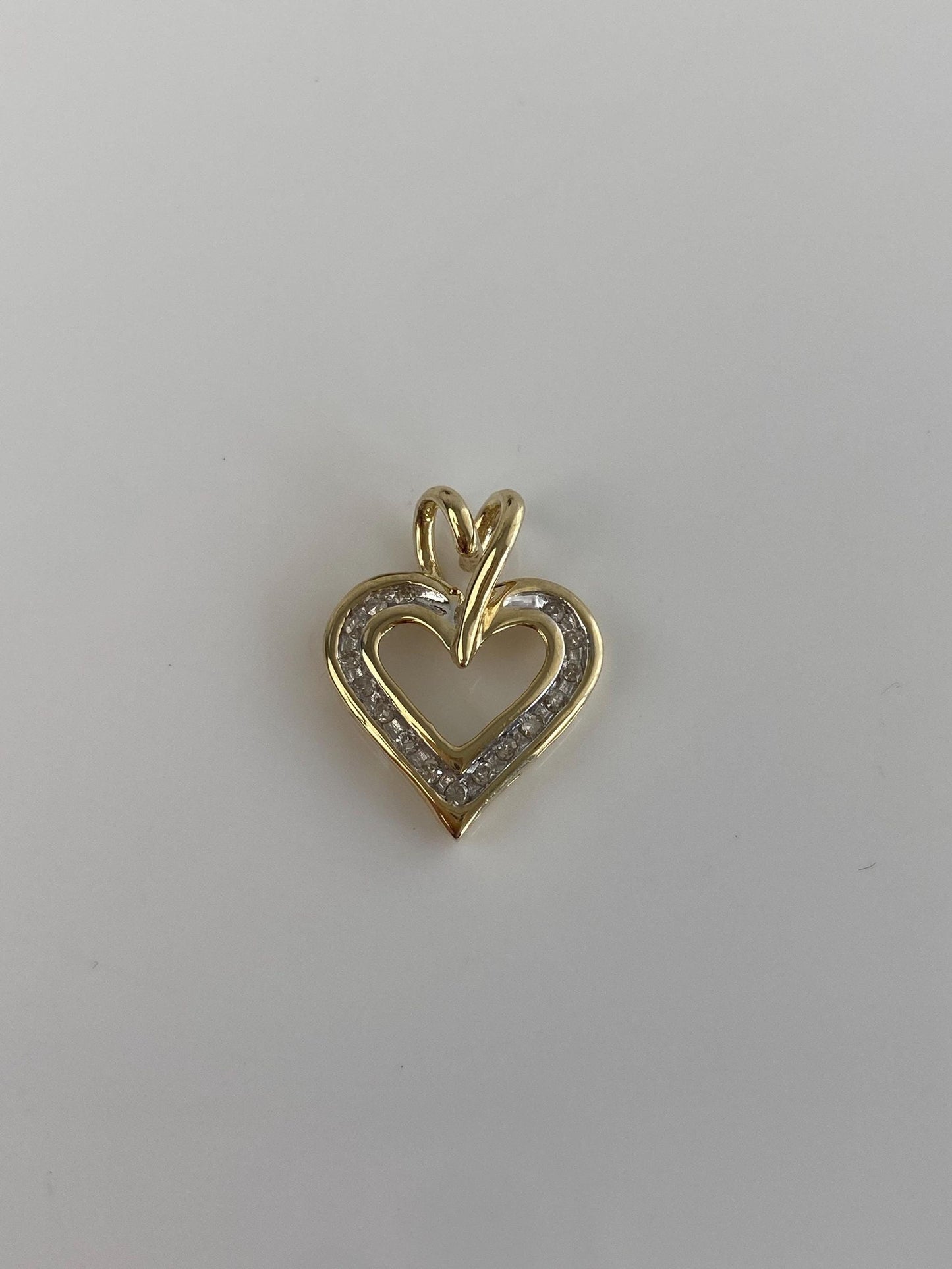Vintage Solid 10k Yellow Gold Diamond Heart Charm