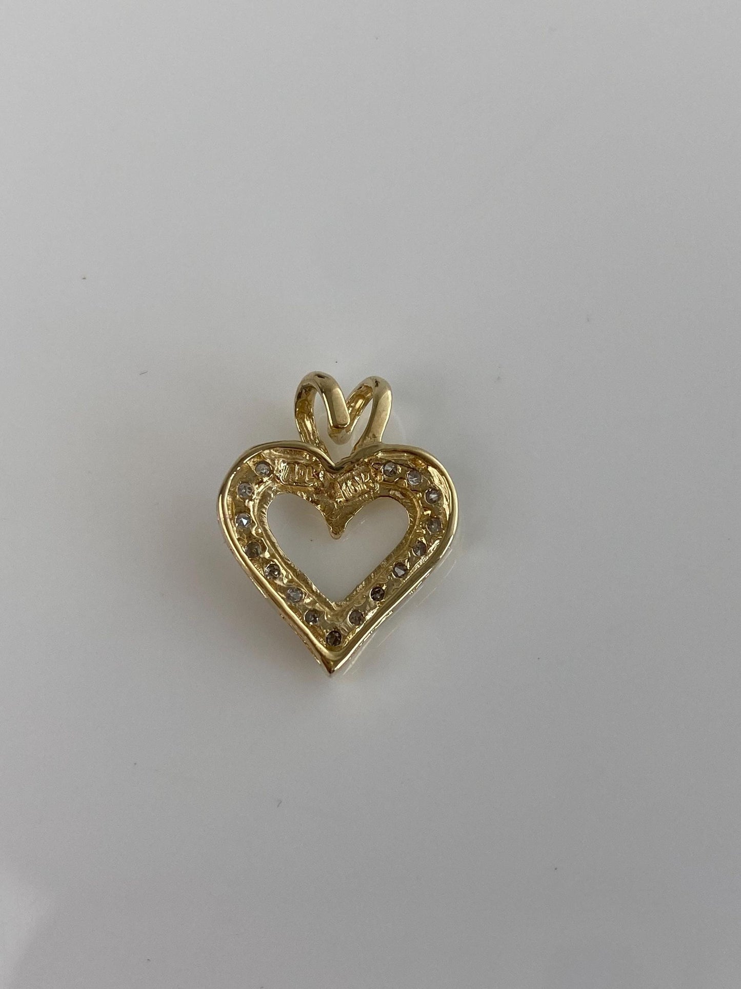 Vintage Solid 10k Yellow Gold Diamond Heart Charm