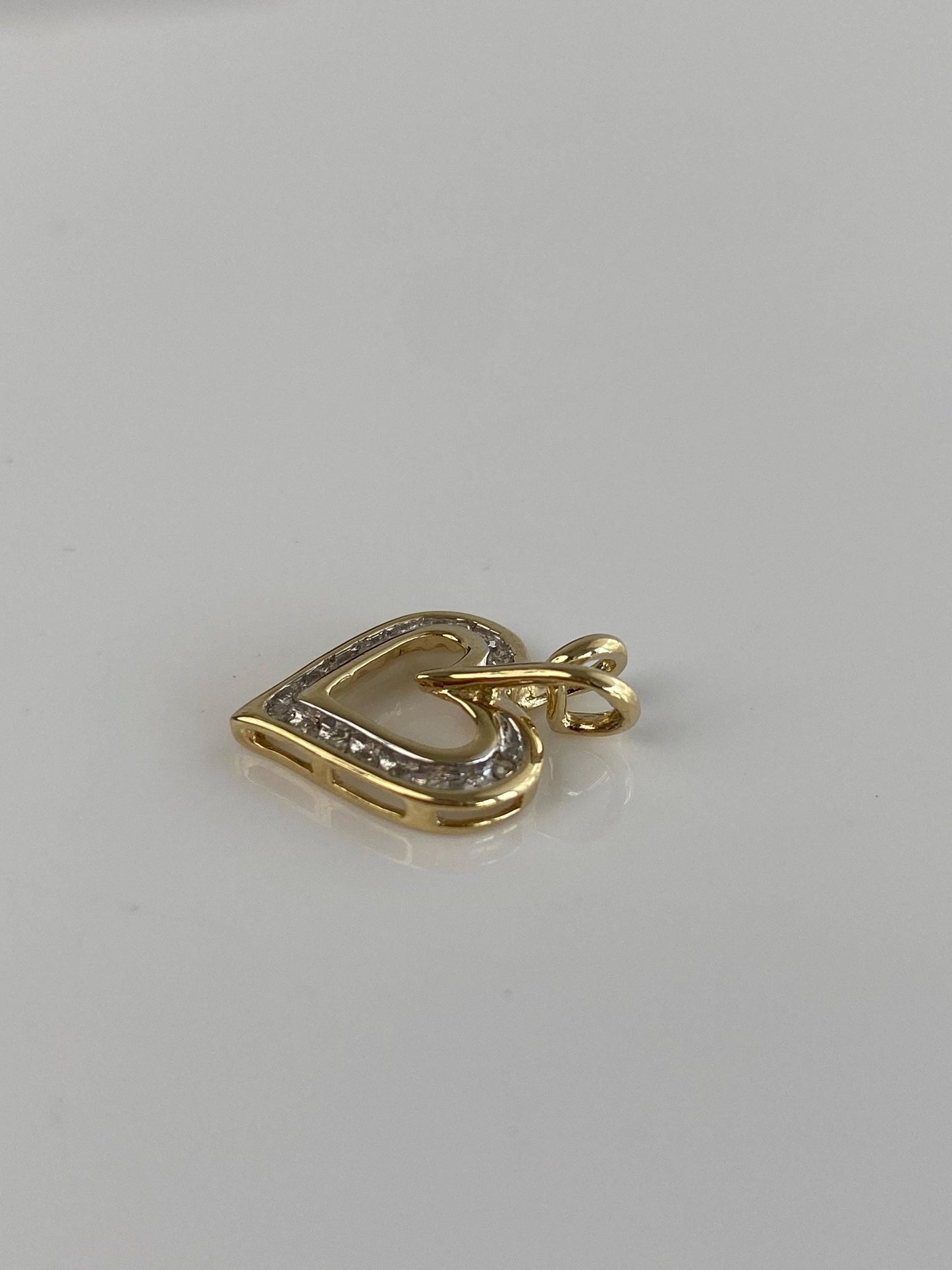 Vintage Solid 10k Yellow Gold Diamond Heart Charm