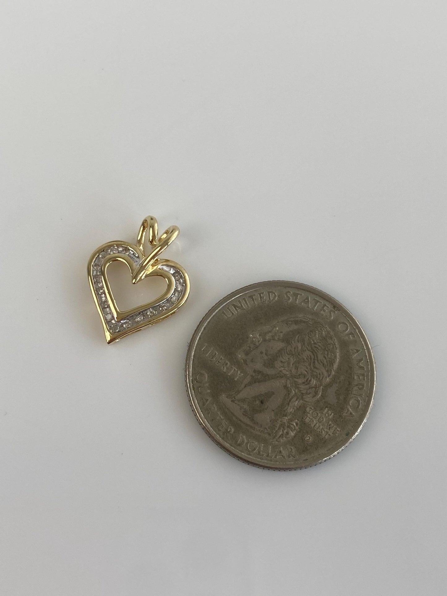 Vintage Solid 10k Yellow Gold Diamond Heart Charm