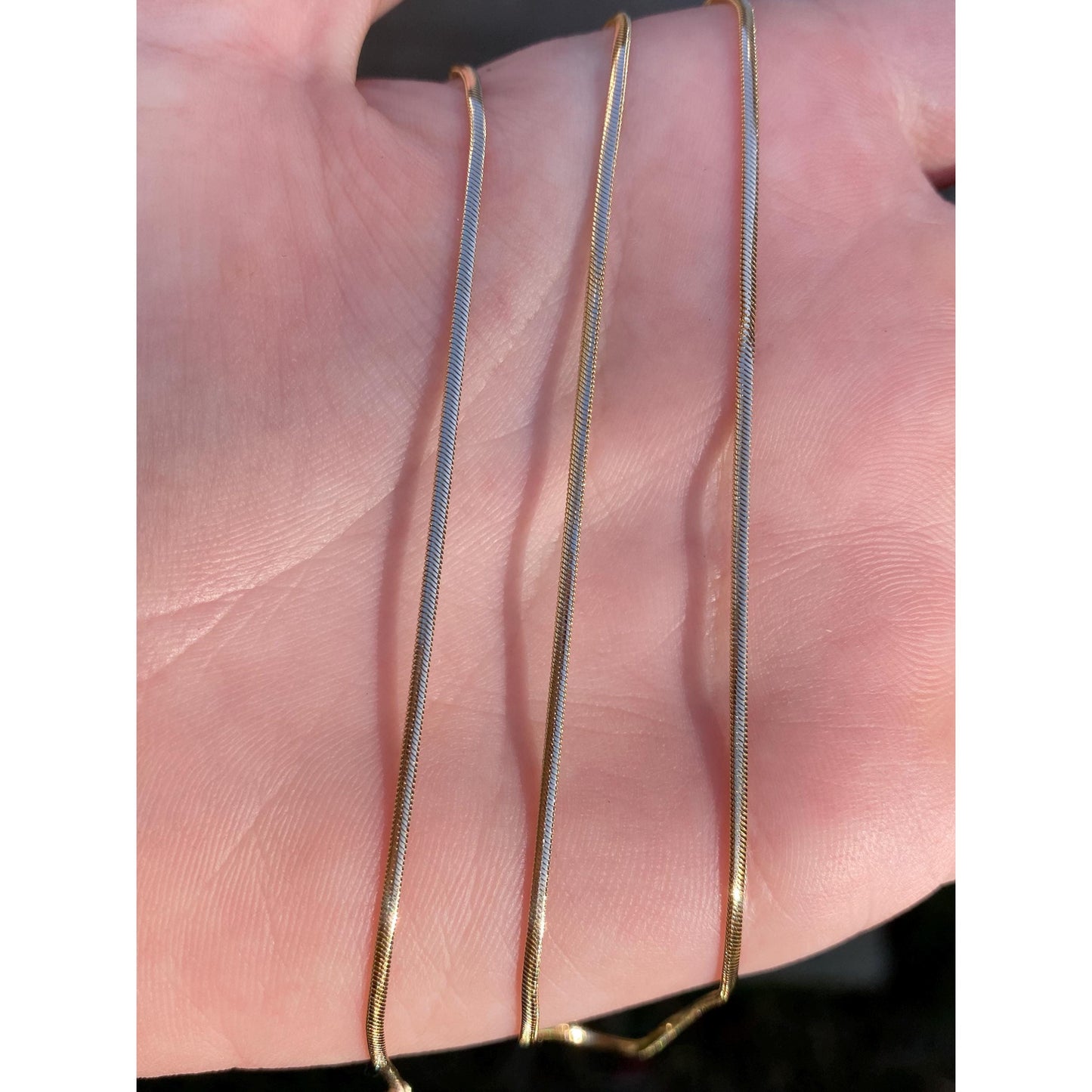 Vintage Solid 14k Yellow Gold Flat Snake Chain Necklace - 21 inches