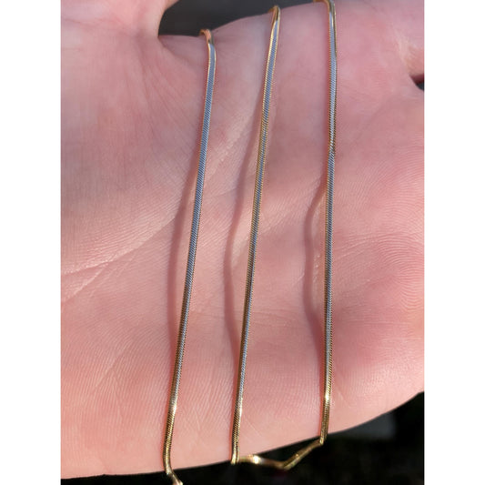 Vintage Solid 14k Yellow Gold Flat Snake Chain Necklace - 21 inches