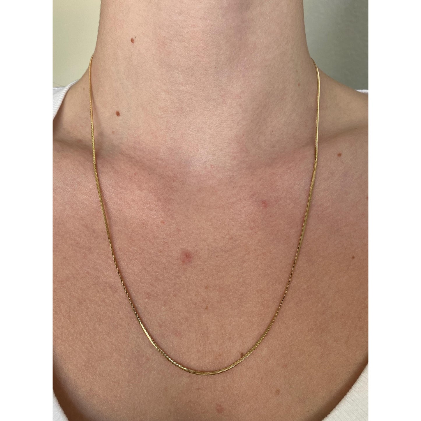 Vintage Solid 14k Yellow Gold Flat Snake Chain Necklace - 21 inches