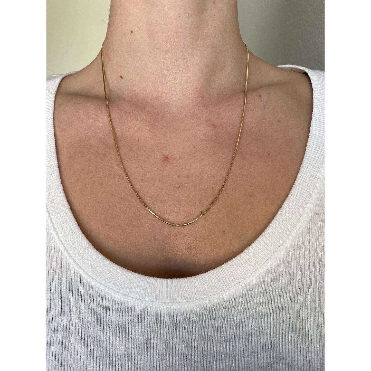 Vintage Solid 14k Yellow Gold Flat Snake Chain Necklace - 21 inches