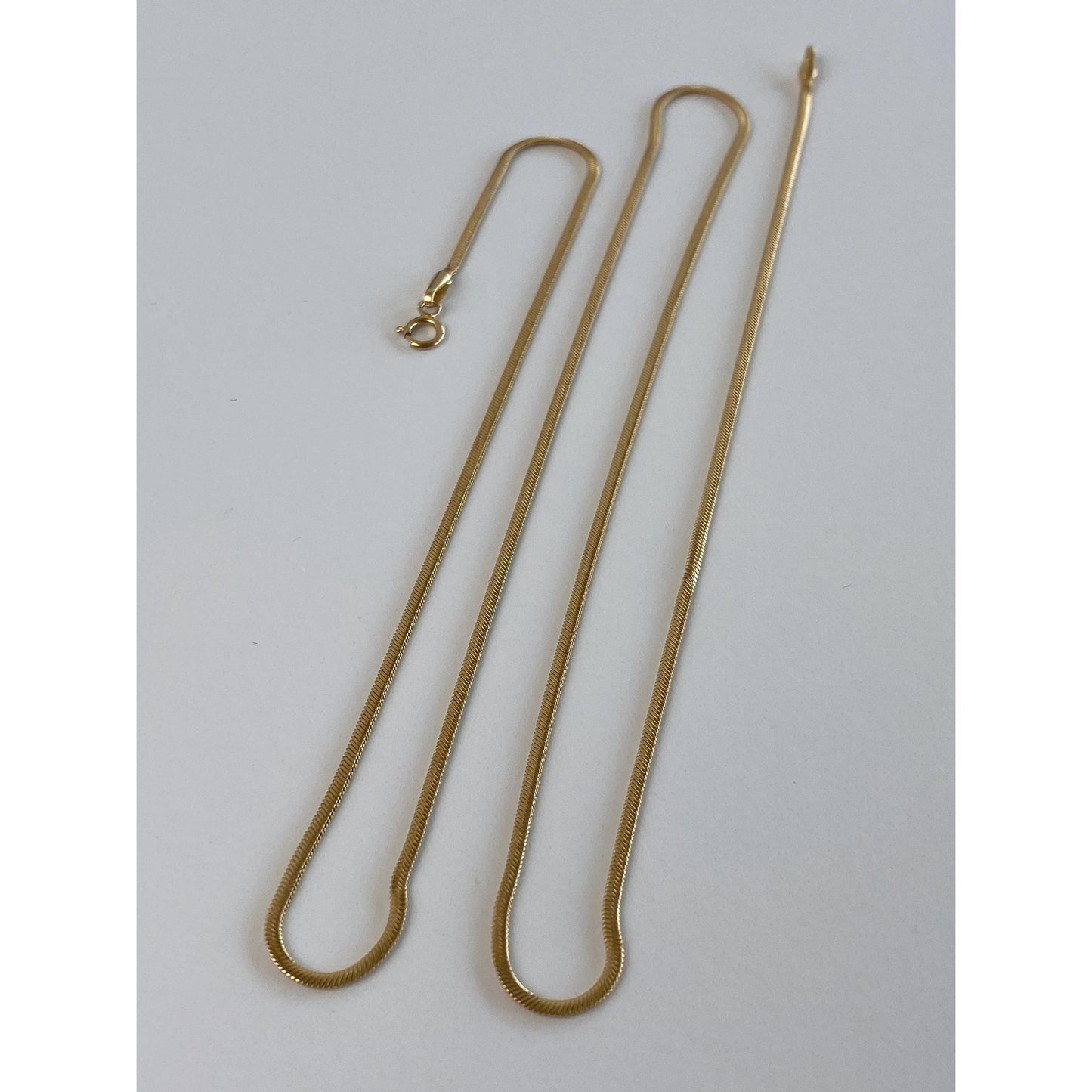 Vintage Solid 14k Yellow Gold Flat Snake Chain Necklace - 21 inches