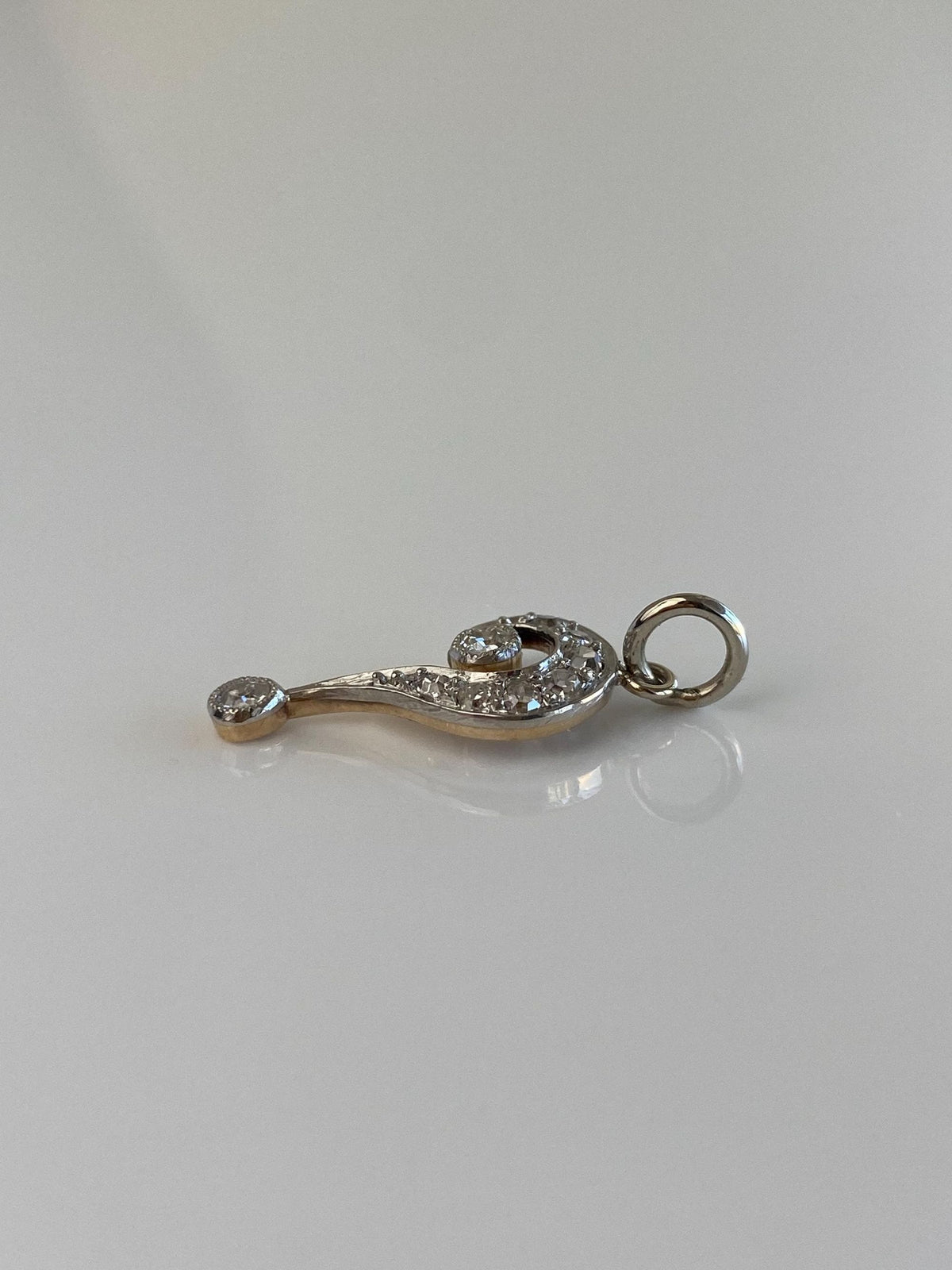 Vintage Solid 10k White Gold Diamonds Question Mark Charm