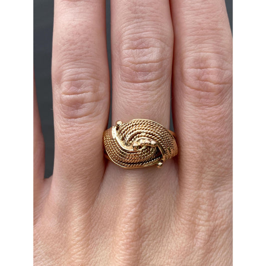 Vintage Solid 18k Yellow Gold Woven Twist Ring Band - Size 7.75