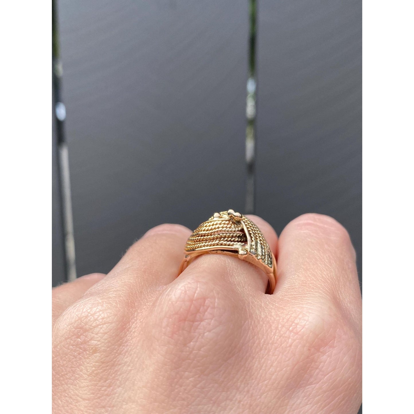 Vintage Solid 18k Yellow Gold Woven Twist Ring Band - Size 7.75